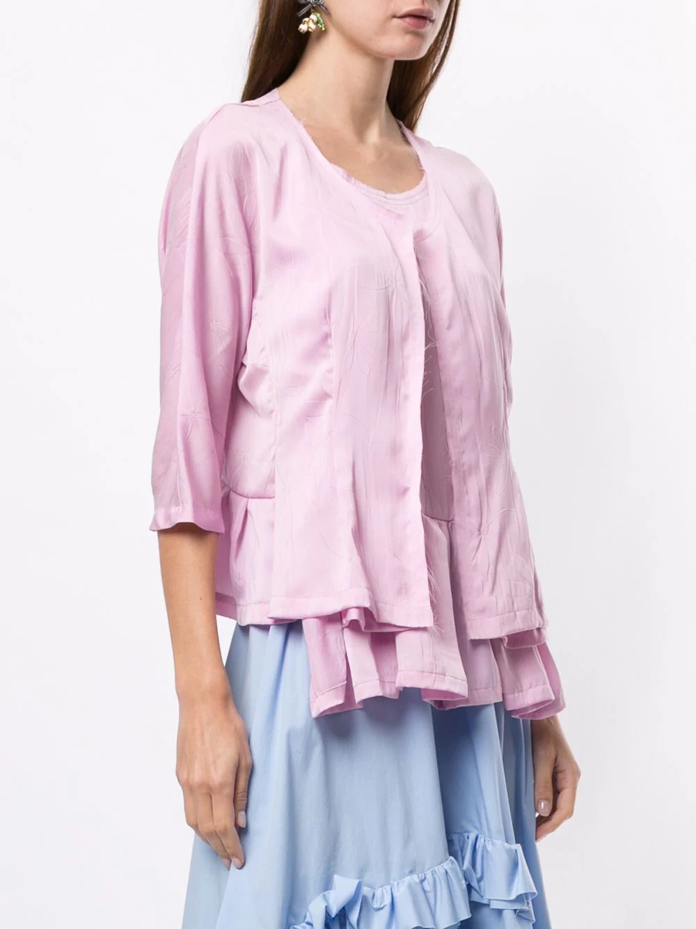 layered style ruffled hem blouse - 3