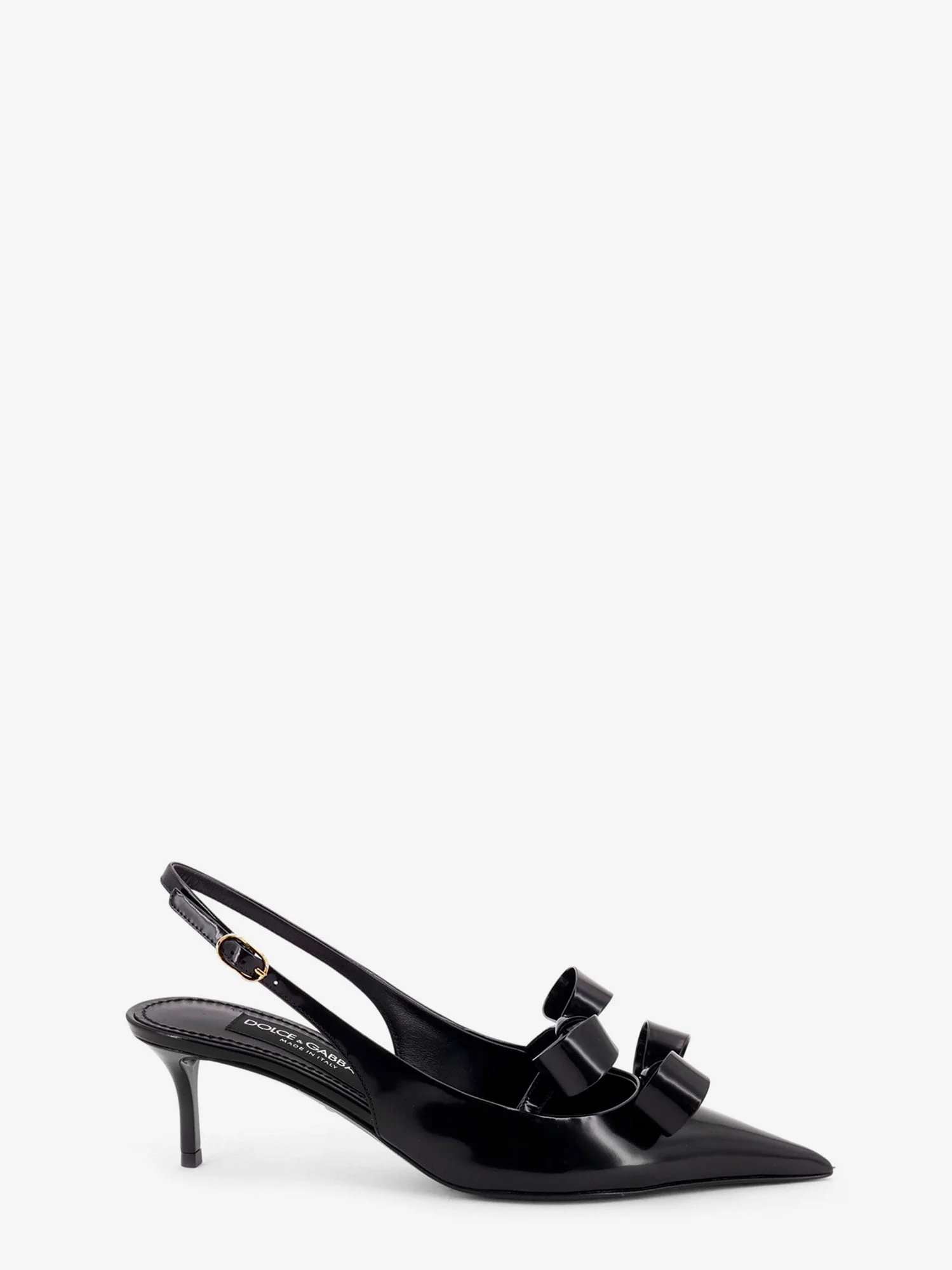 Patent Leather Sandals With Front Bow Detail - 1
