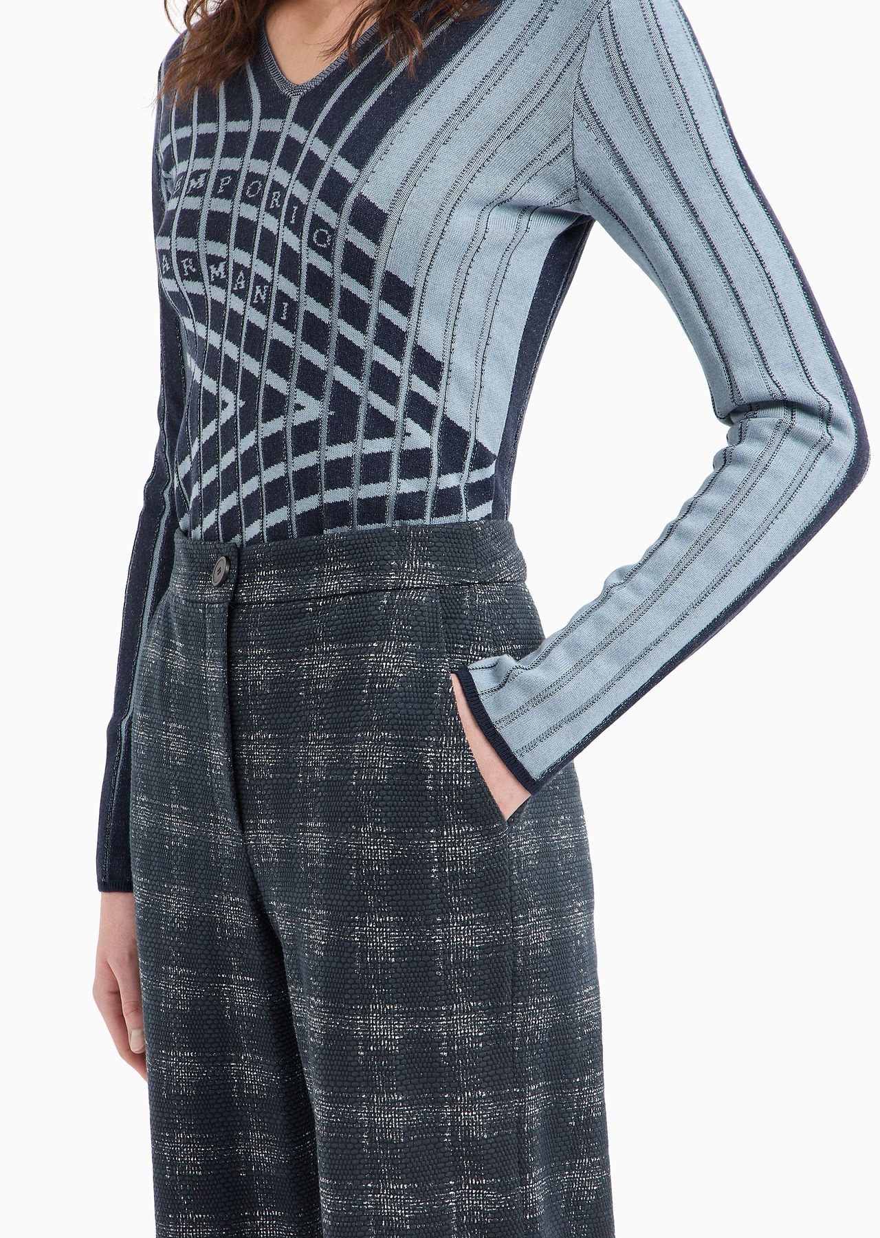 Icon jacquard jersey trousers with madras print - 5