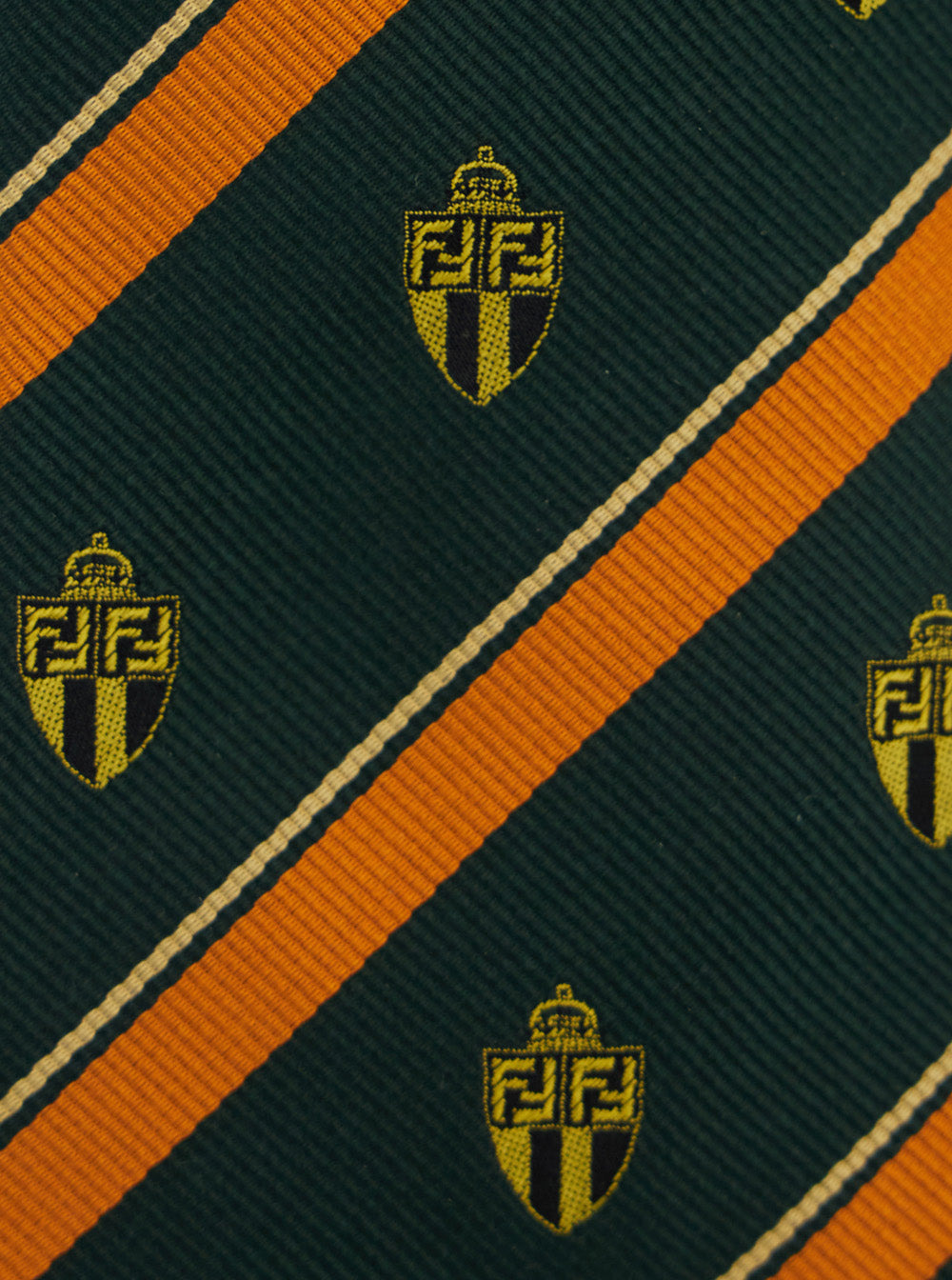 Fendi Men Blue Silk Tie With All-Over Fendi Crest Motif And All-Over Striped Motif In Silk Man - 2