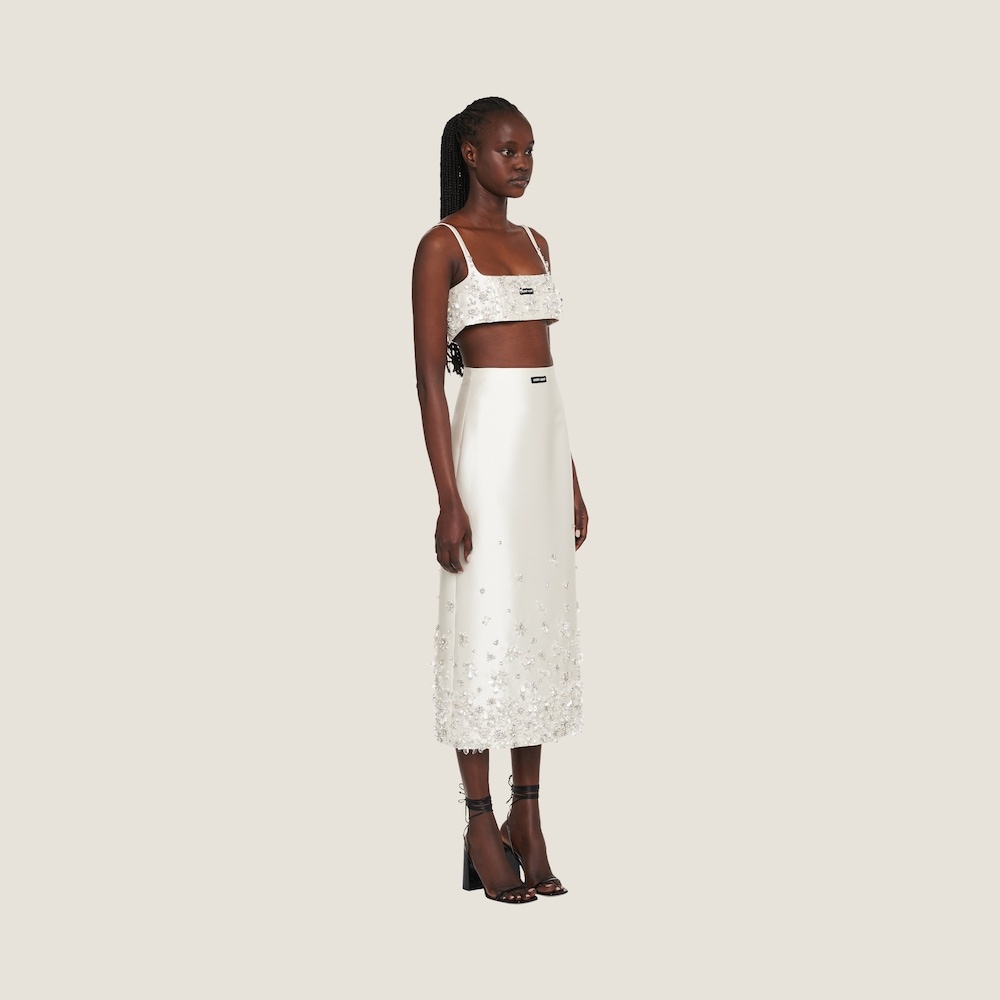 Embroidered silk and wool skirt - 4
