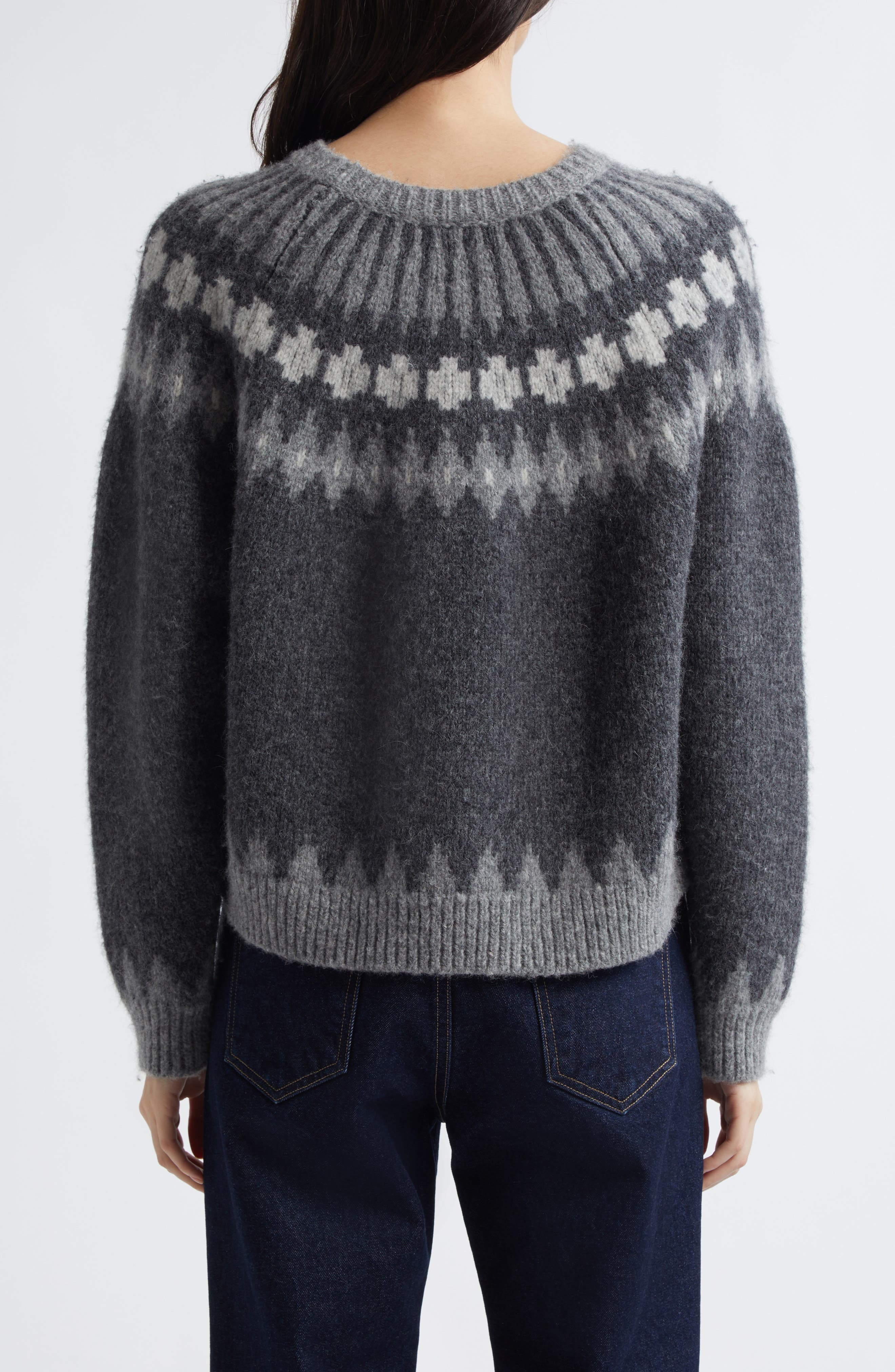 Nili Lotan Alena Sweater in Dark Grey Melange Fair Isle at Nordstrom - 3