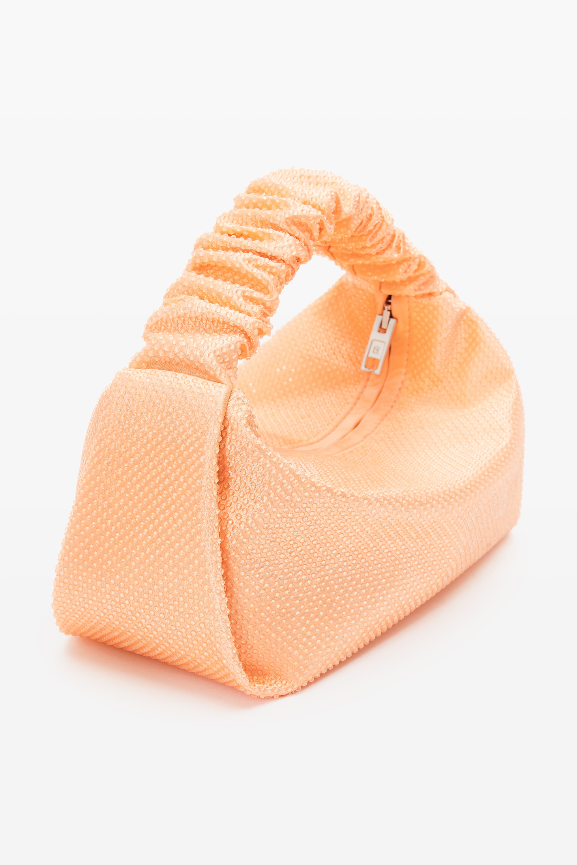 SCRUNCHIE MINI BAG IN SATIN WITH CLEAR BEADS - 2