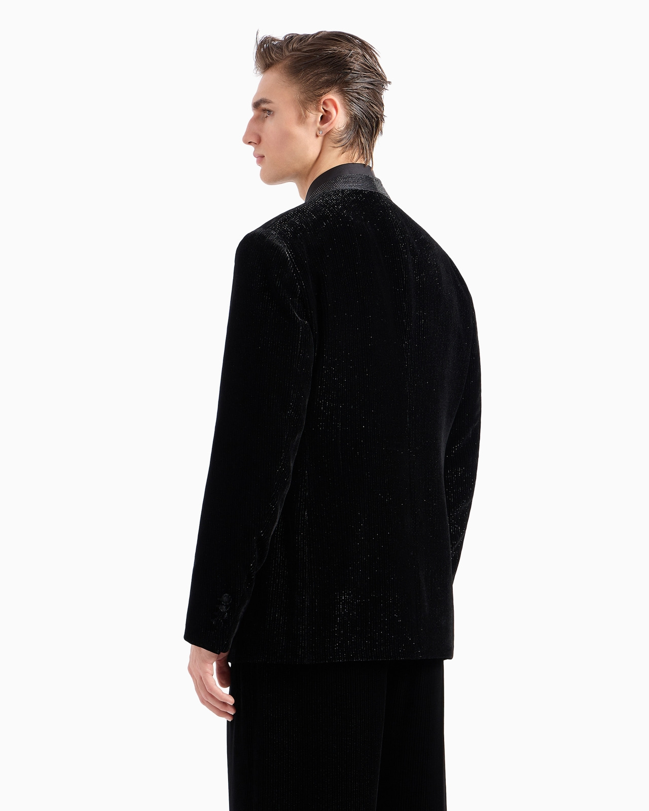 Giorgio’s single-breasted, tuxedo jacket in shiny pinstriped velvet - 3