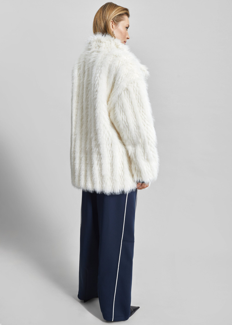 Mortisa Faux Fur Belted Short Coat - Off White 10