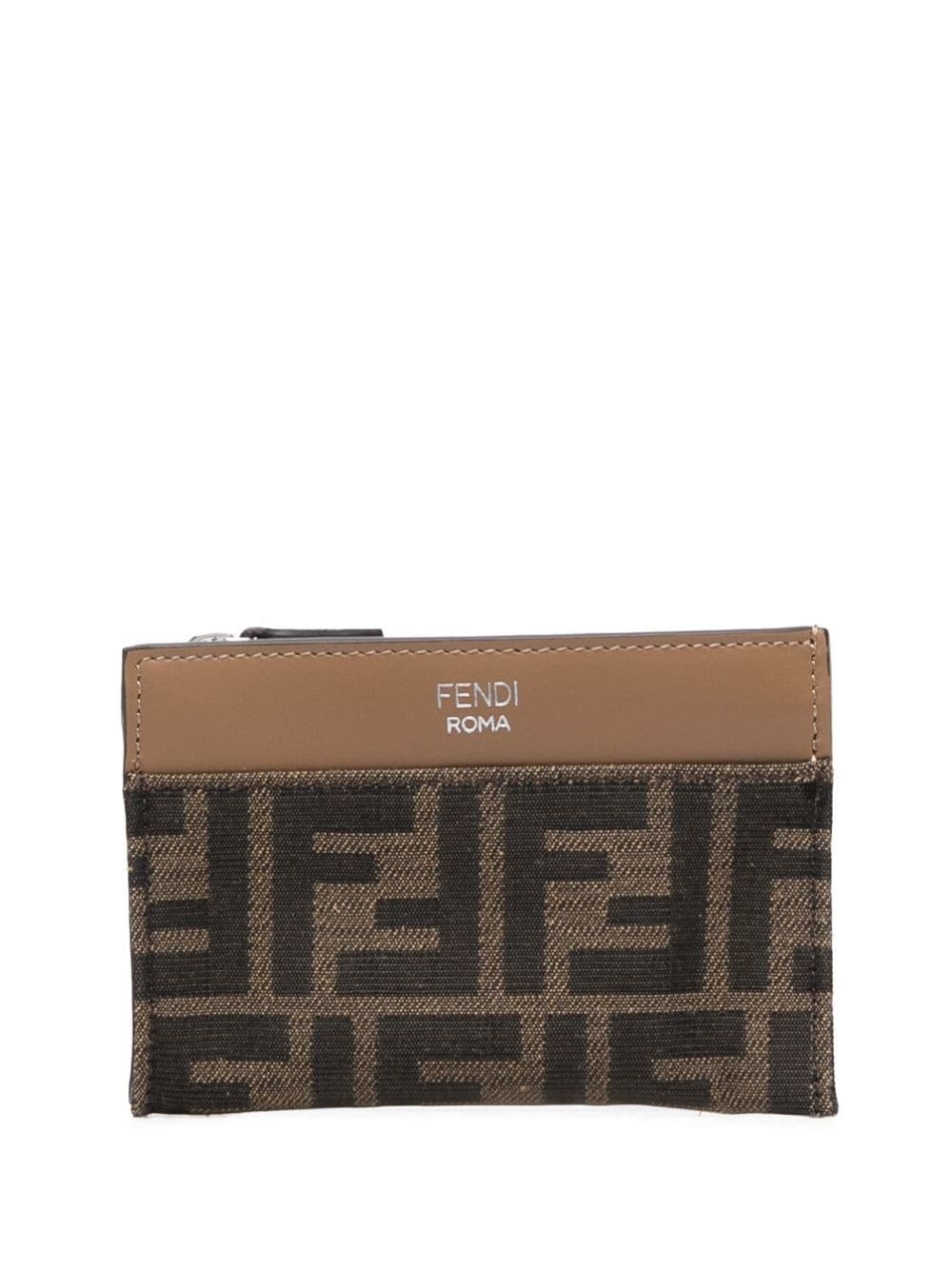 monogram-print leather cardholder - 1