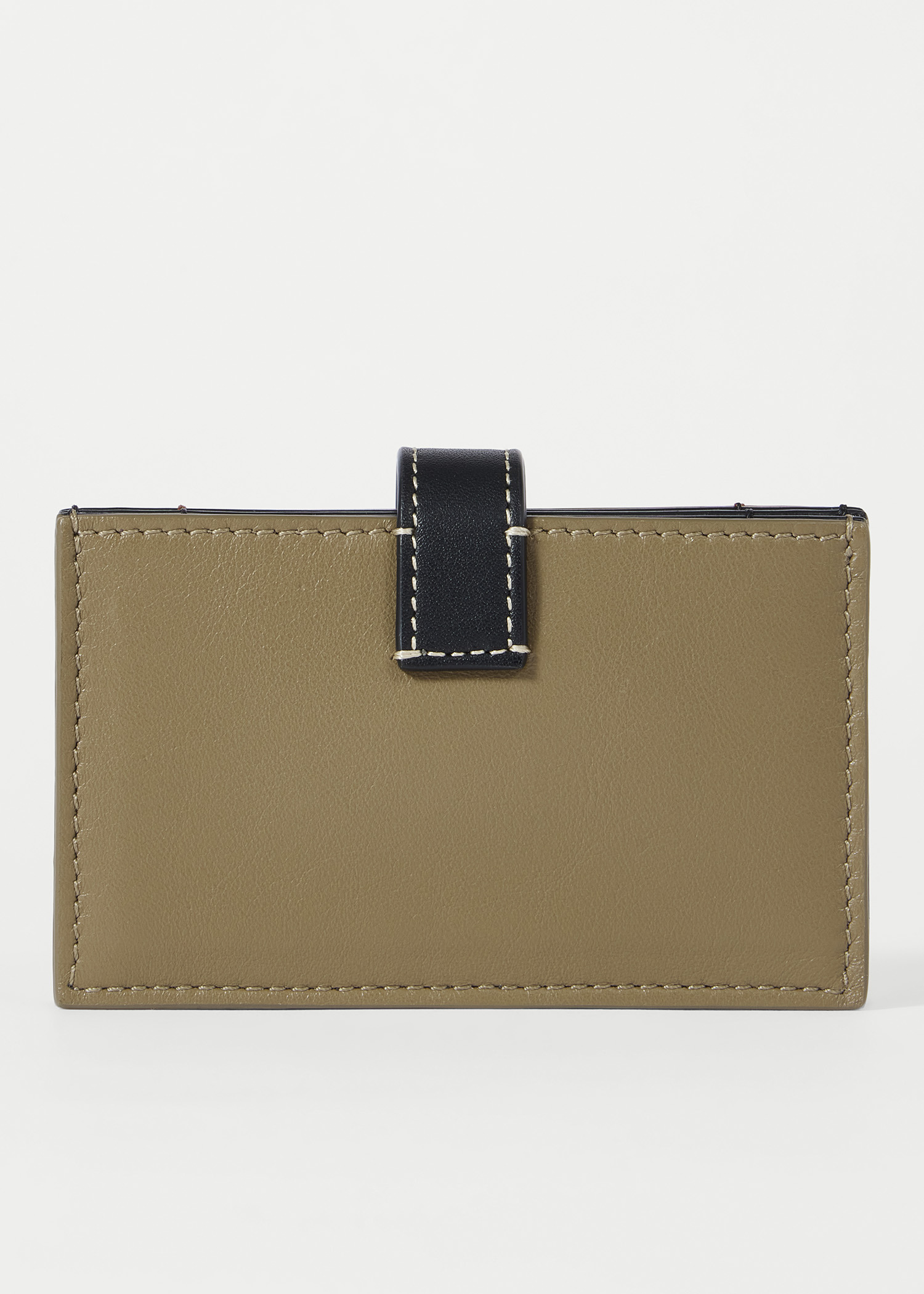 Women's Cream and Black Colourblock Leather Card Holder - 2