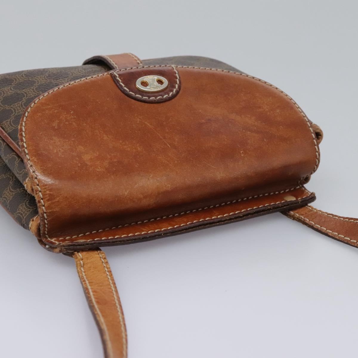CELINE Macadam Canvas Shoulder Bag Pvc Leather Brown - 6