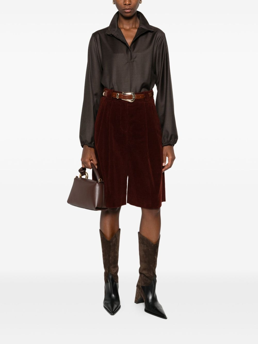 pleated corduroy shorts - 2