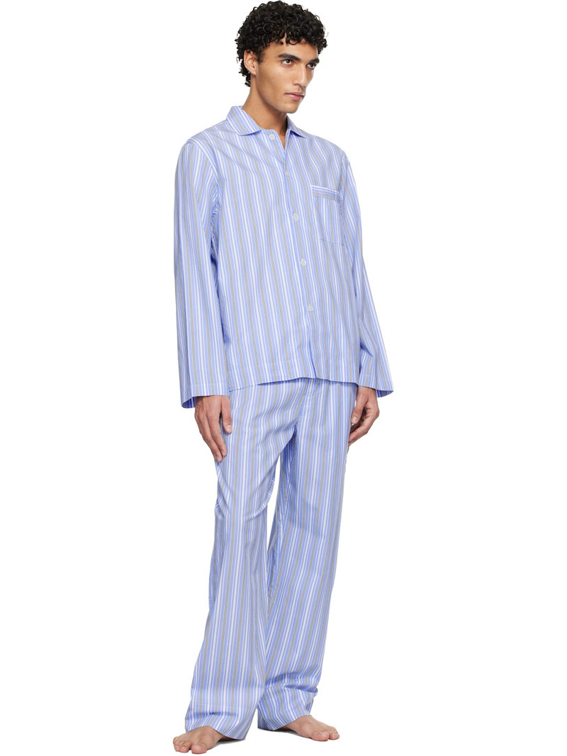 TEKLA Blue & White Poplin Pyjama Pants outlook