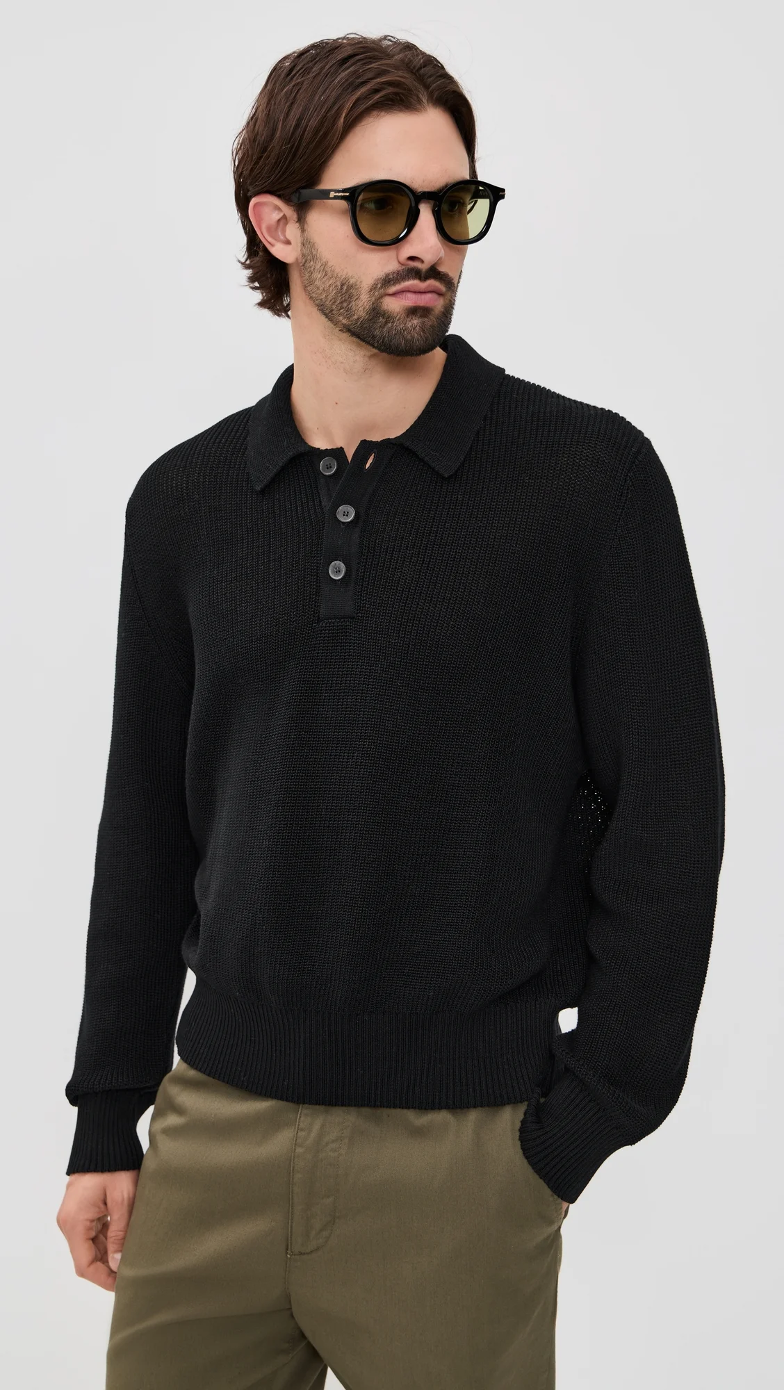 Long Sleeve Slouchy Polo - 1