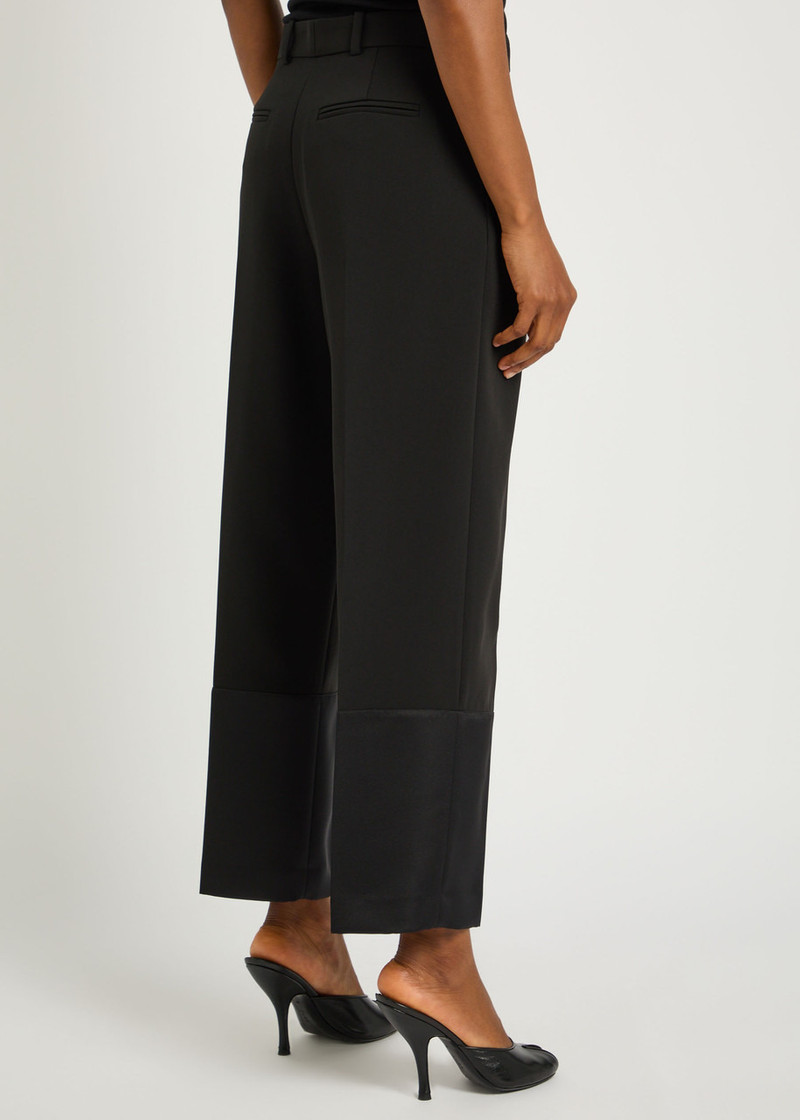 Tory Burch Satin Cuffs Cropped Crepe Trousers 3