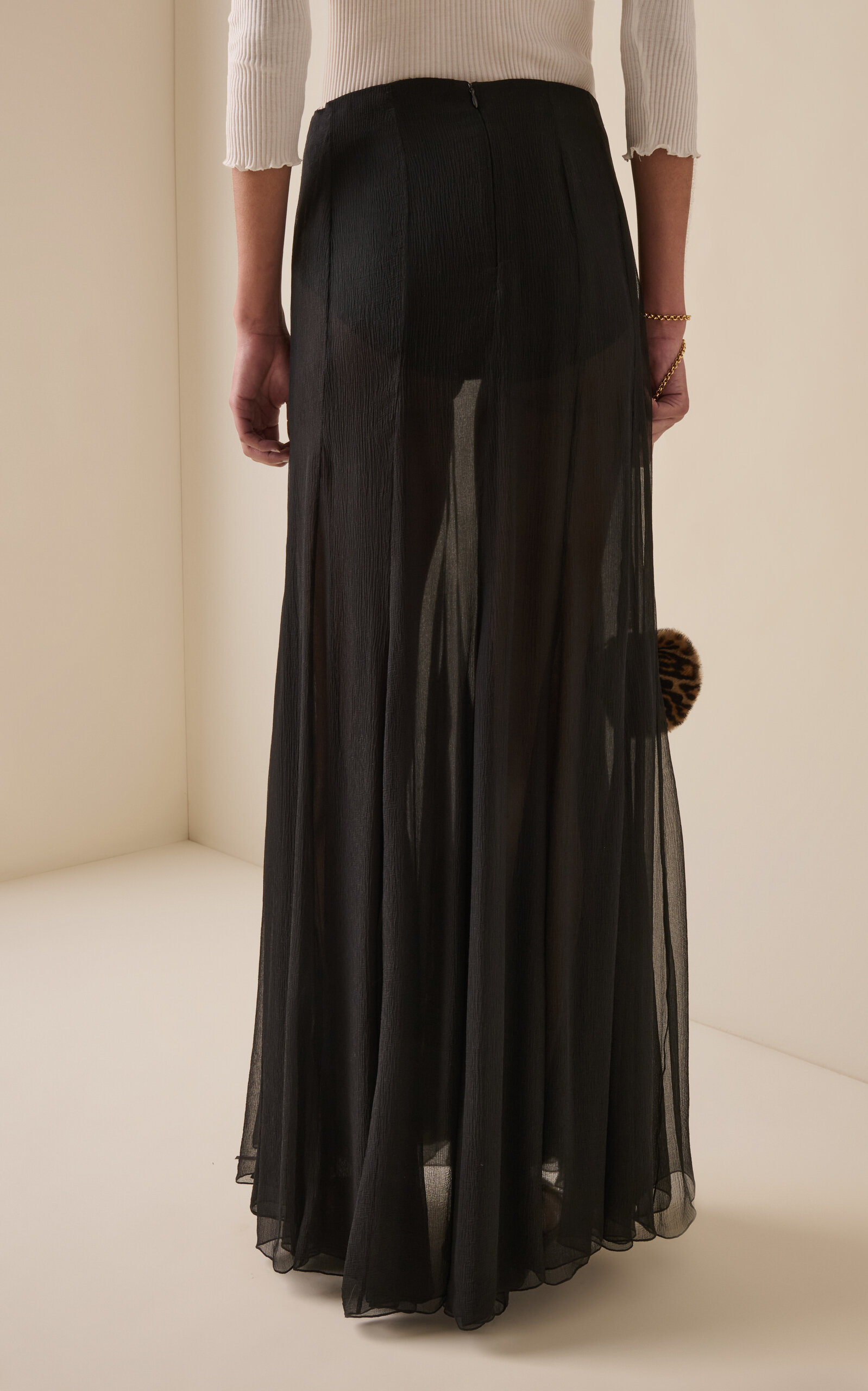 Organic Silk Mousseline Maxi Skirt black - 4