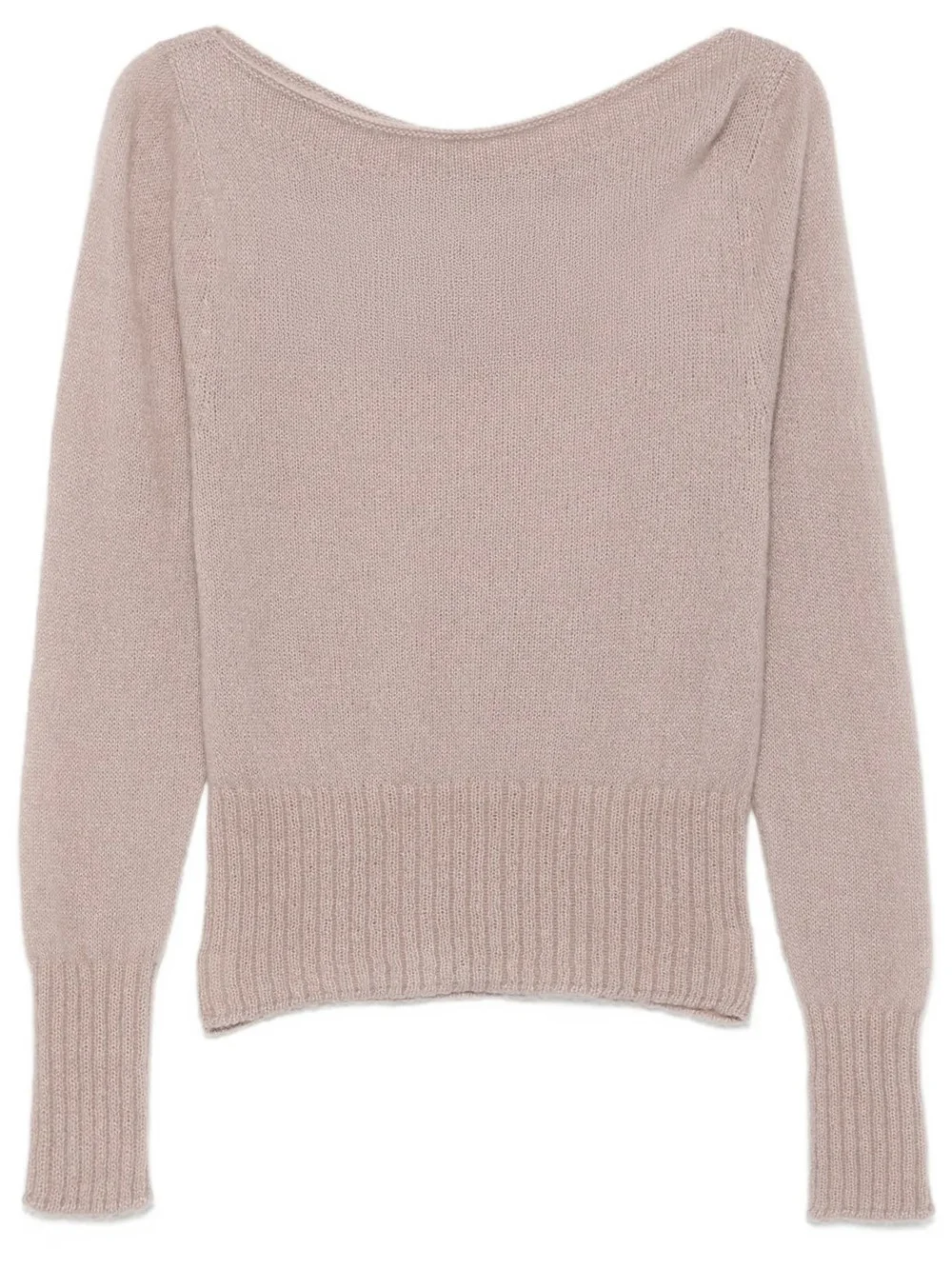 LONG SLEEVE SWEATER WITH BOAT NECK AND TOM FORD METAL PLATE - 1