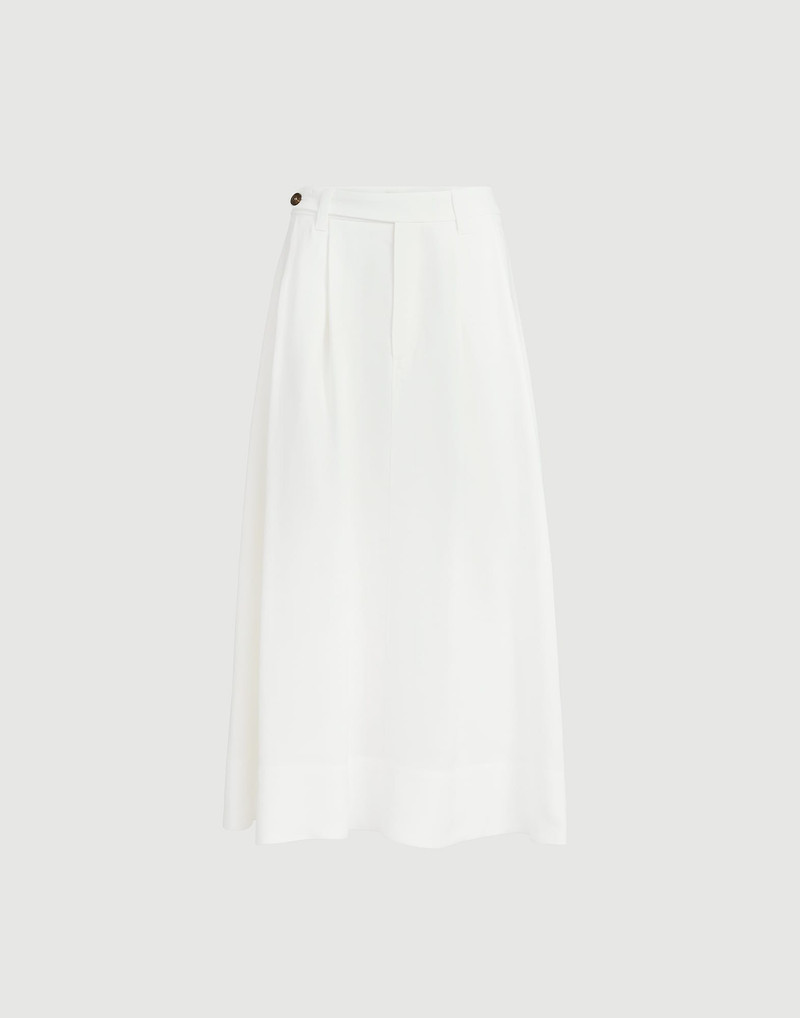 Viscose and linen fluid twill sartorial skirt with monili 1