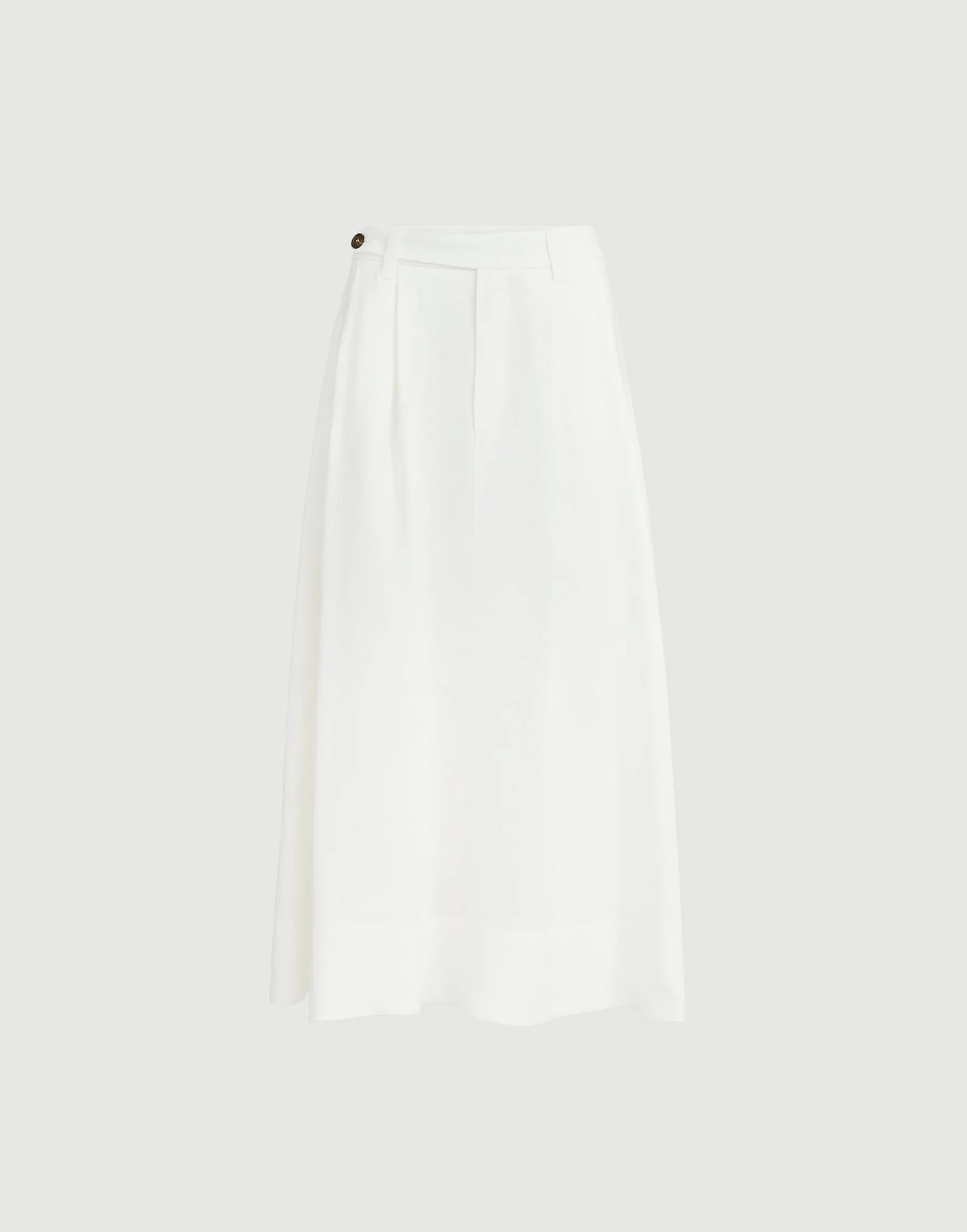 Viscose and linen fluid twill sartorial skirt with monili - 1