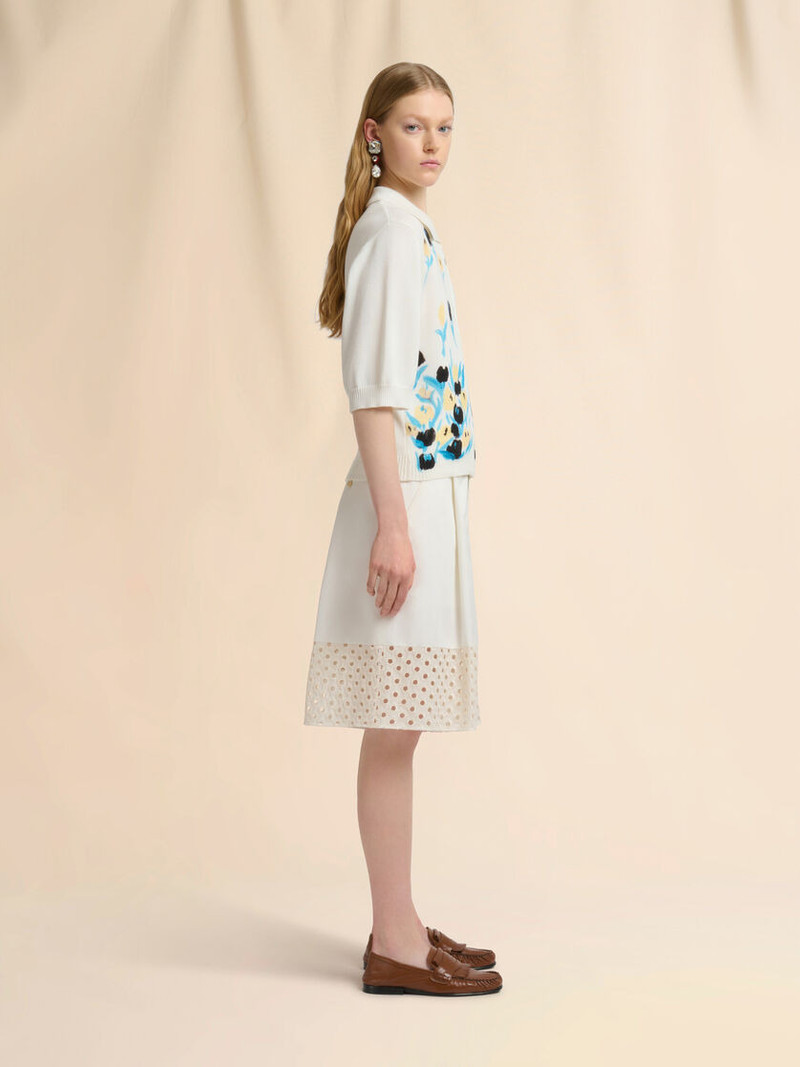 CREAM COTTON ZIP CARDIGAN WITH FLORAL PRINT 5