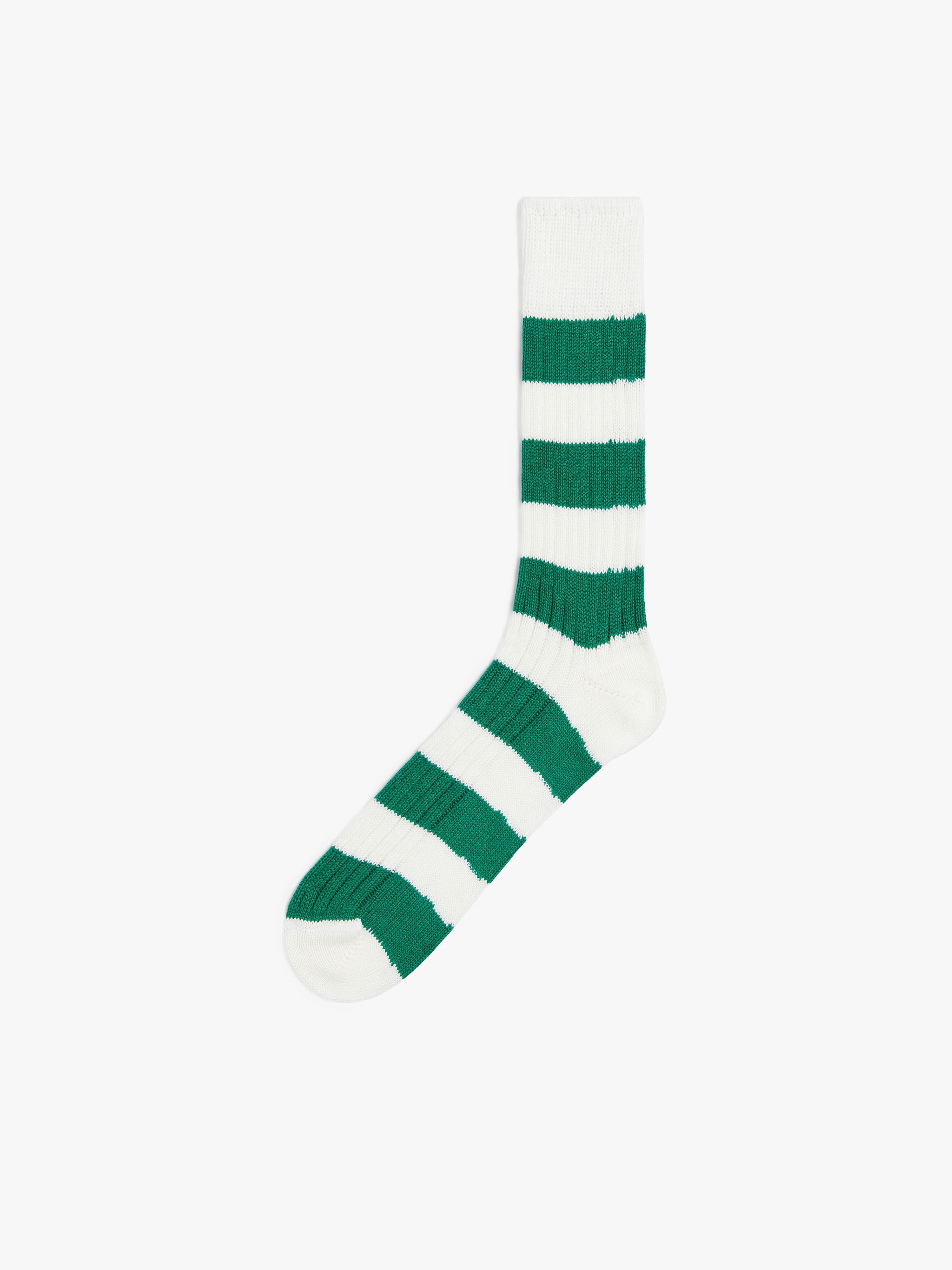 GREEN AND WHITE STRIPED COTTON SOCKS - 1