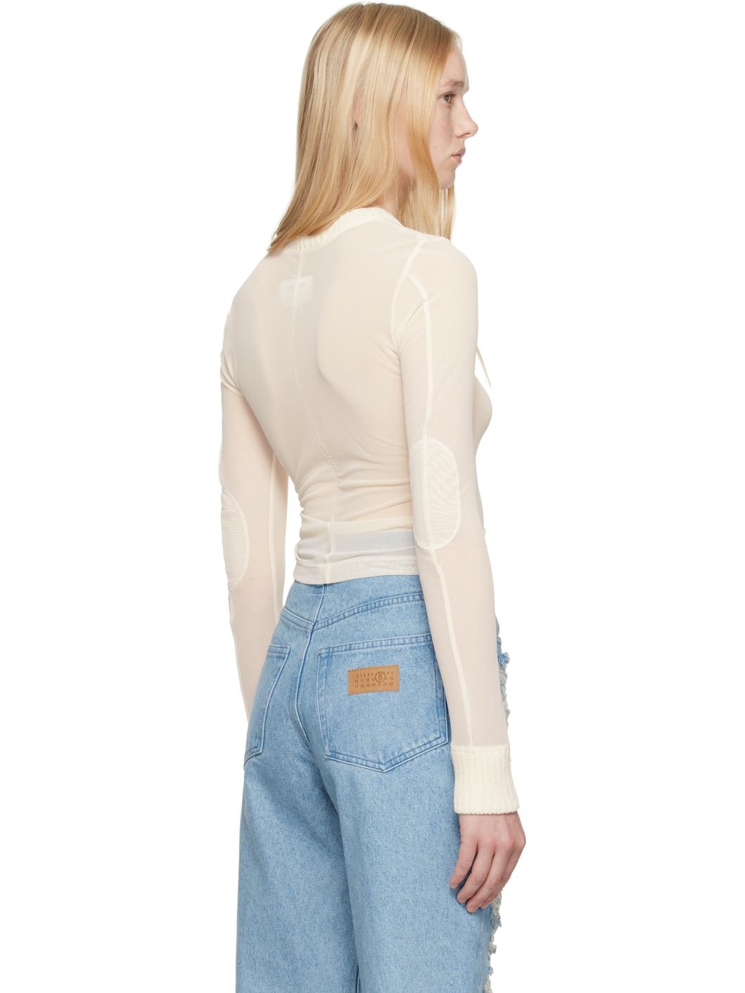 Off-White Elastic Jersey Mesh Long-Sleeved Sweater - 3