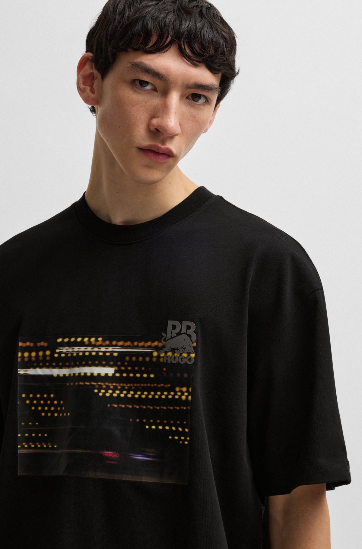 HUGO X RB COTTON-JERSEY T-SHIRT WITH RACING PRINT - 3