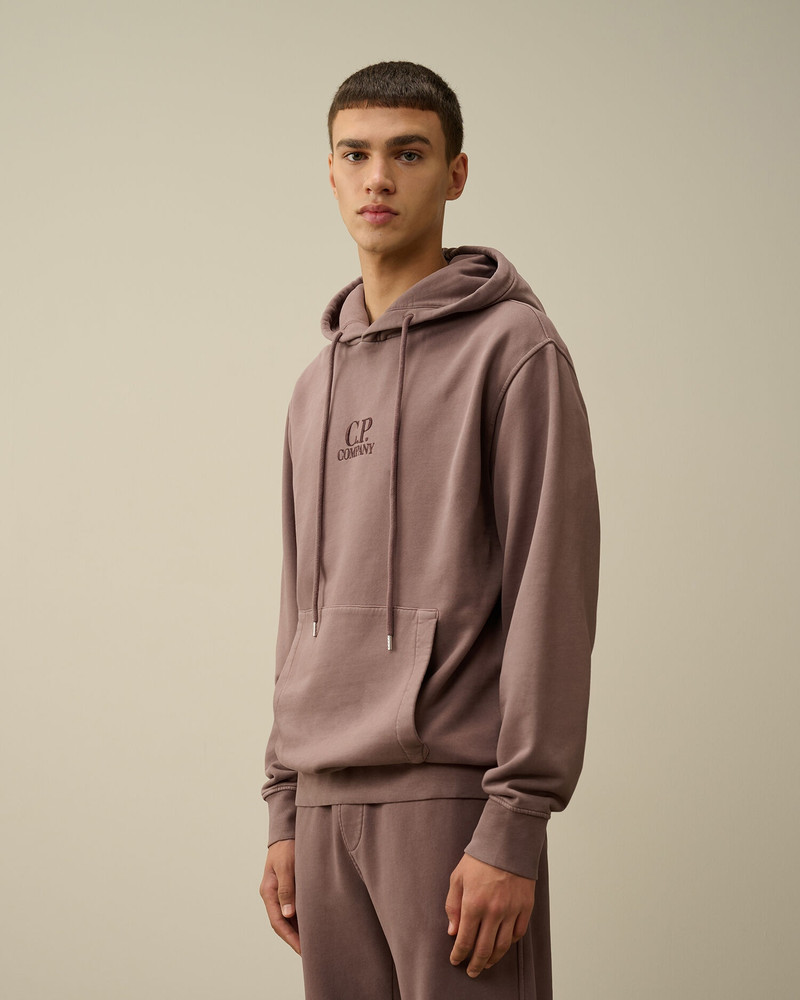 Brushed and Emerized Diagonal Fleece Logo Hooded Sweatshirt 3