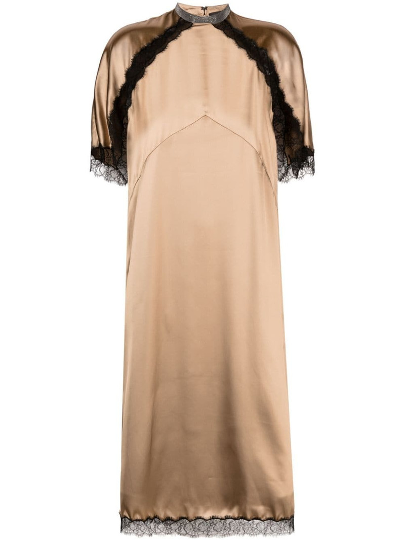 lace-trim satin midi dress 1