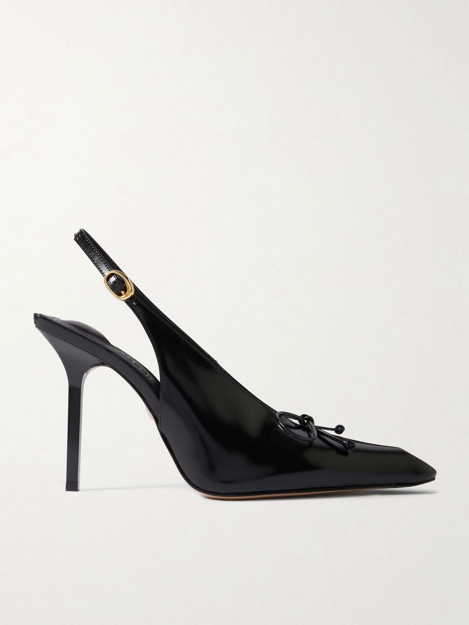 Cubisto bow-detailed leather slingback pumps Black - 1