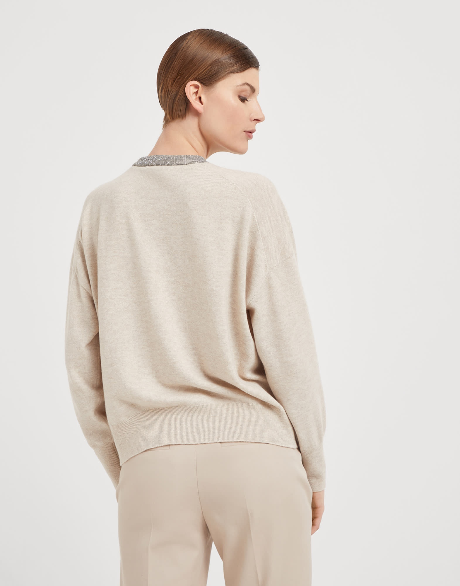 Cashmere sweater with precious ribbed collar - 2