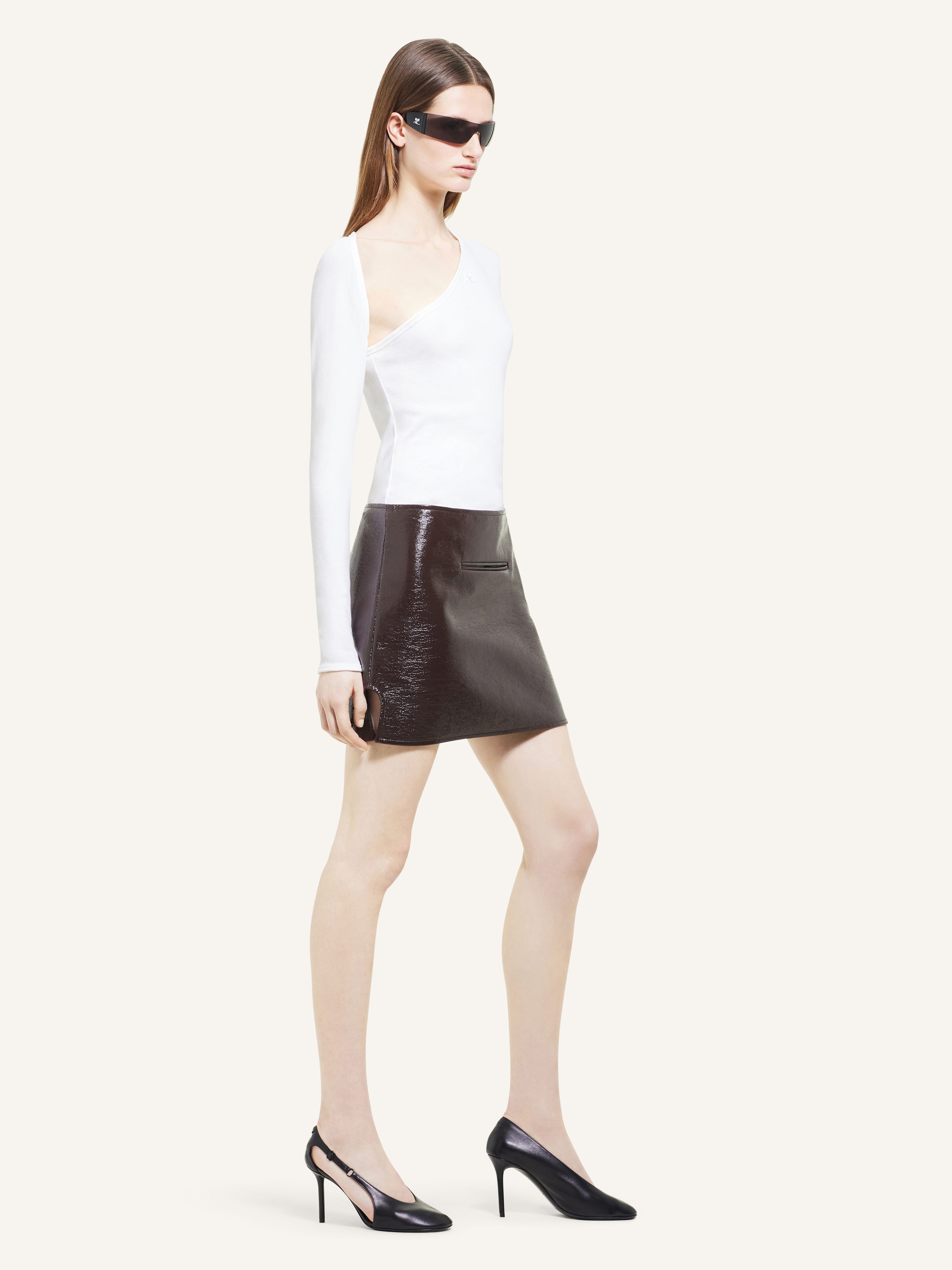 OBLIQUE VINYL MINI SKIRT - 3