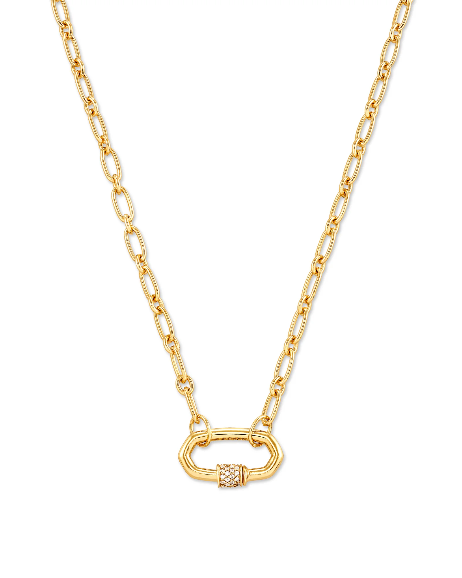 Bristol 18k Gold Vermeil Link Necklace in White Sapphire - 1