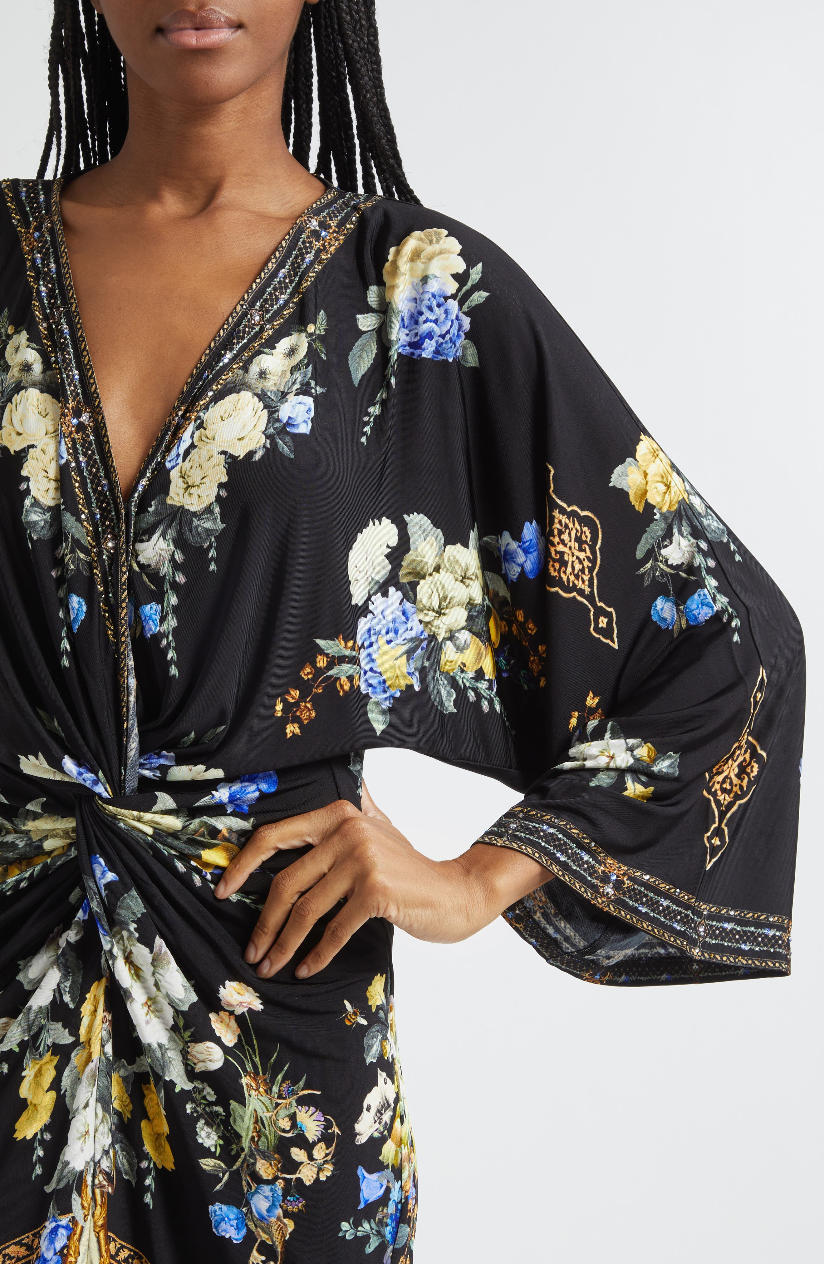 Camilla Long Sleeve Plunge Neck Dress in Ottoman Elegance at Nordstrom - 4