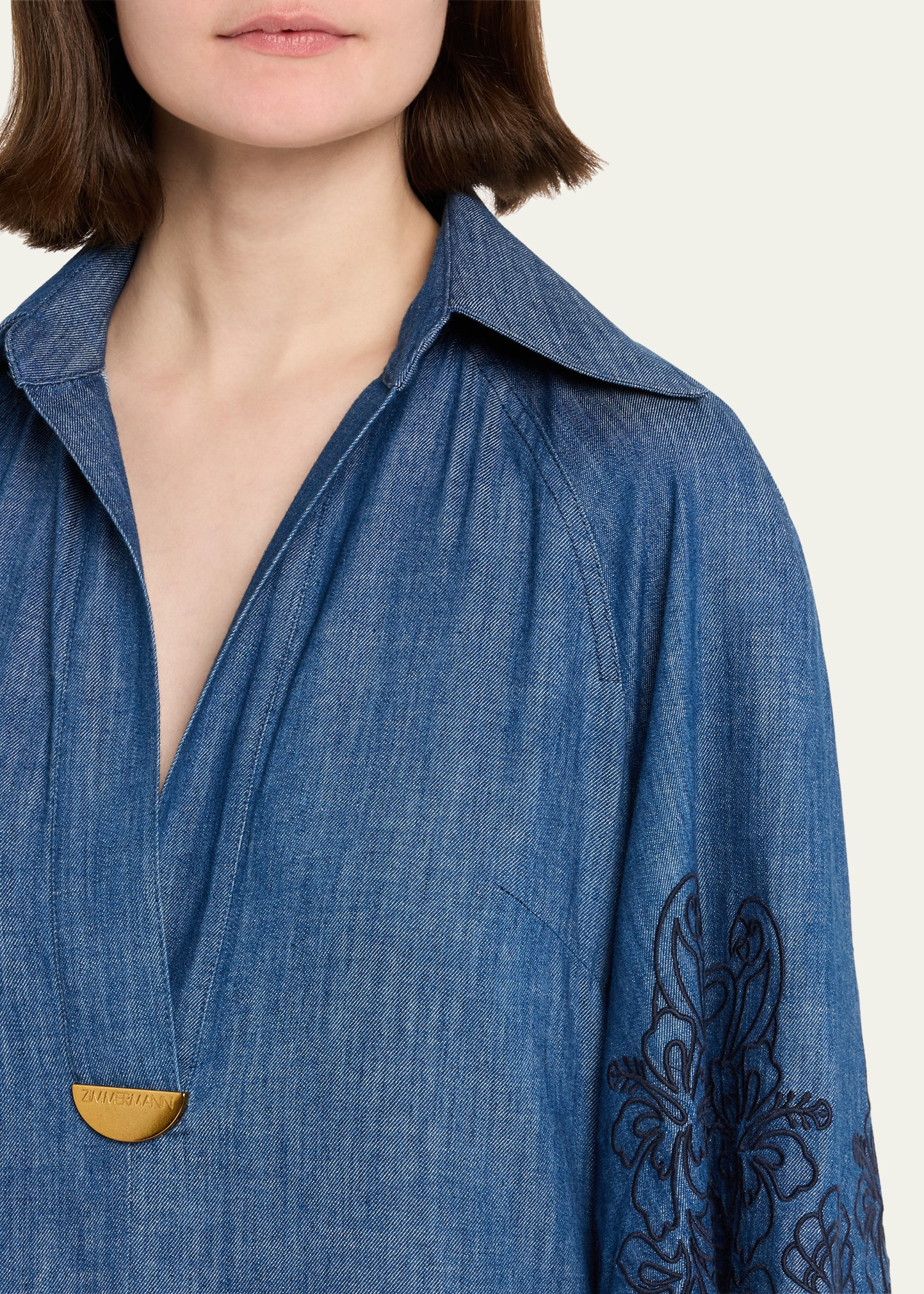 Coco Embroidered Denim Maxi Dress - 5