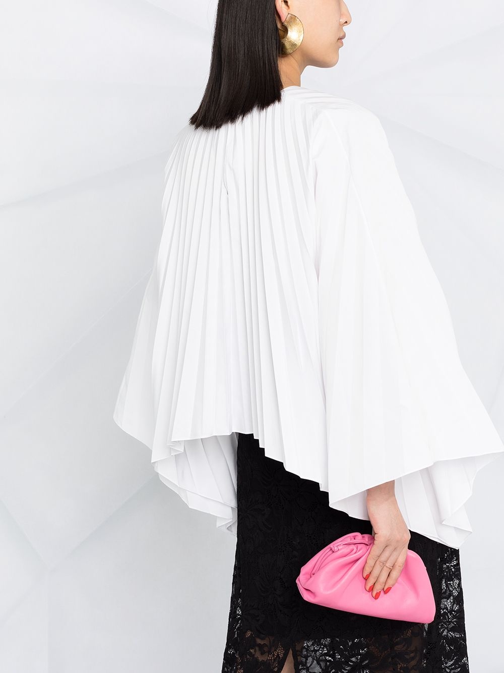 pleated bell-sleeves top - 3