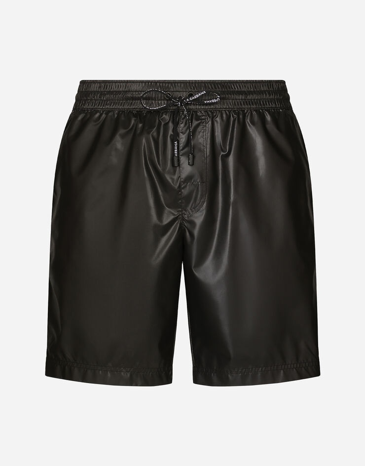 Mid-length swim trunks with branded band - 1