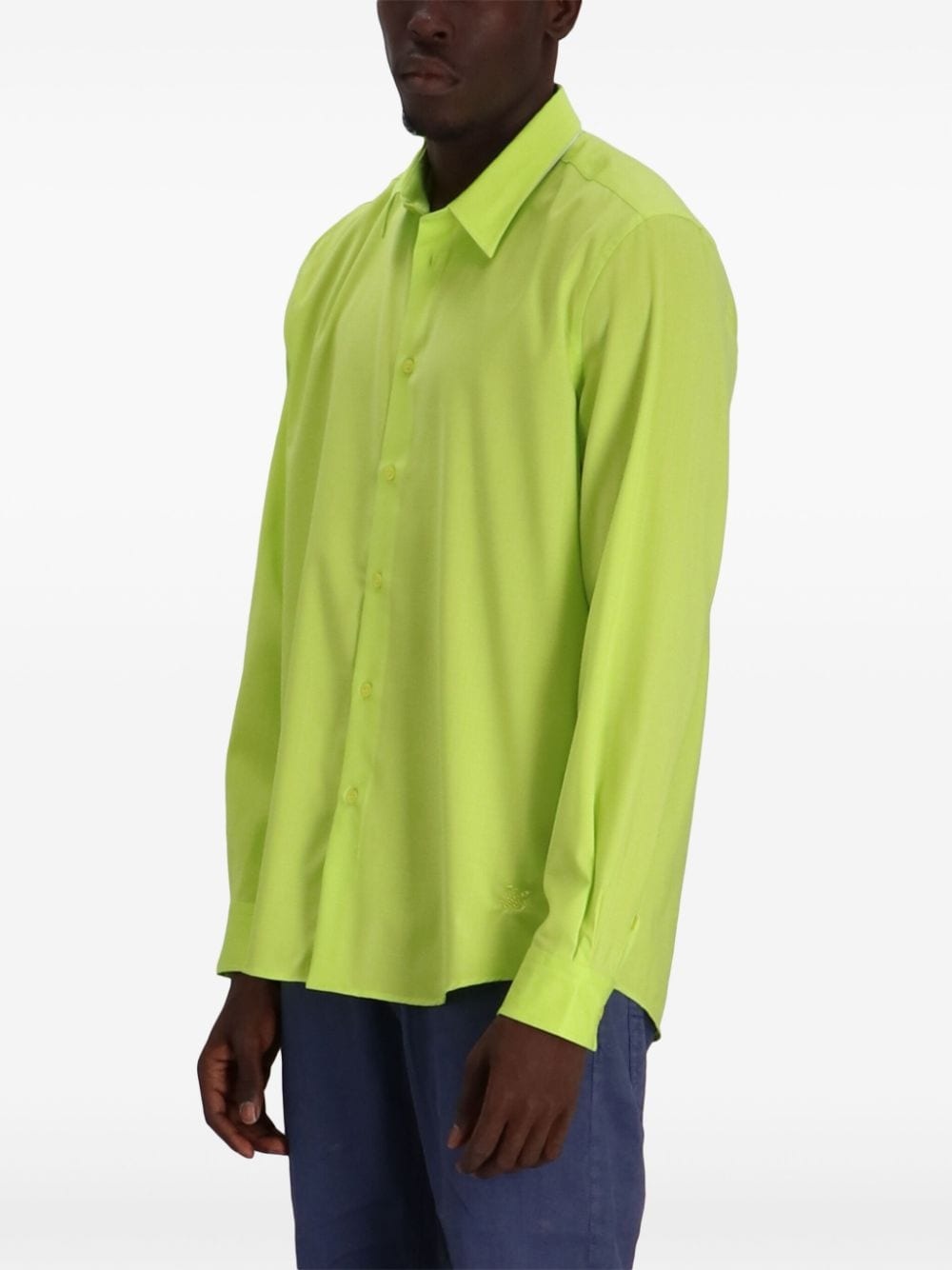 embroidered-logo wool shirt - 3