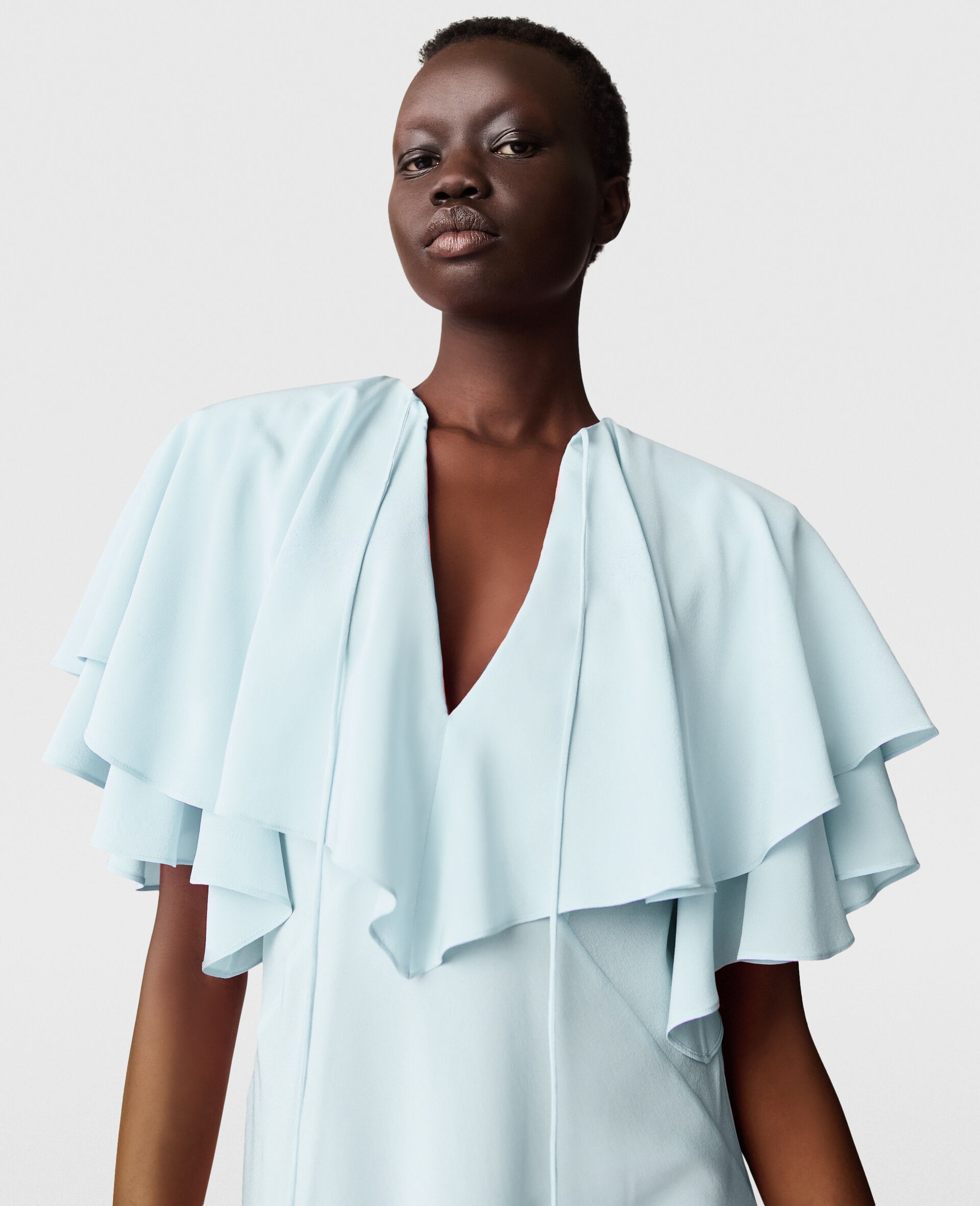 Layered Short-Sleeve Semi-Sheer Midi Dress - 4