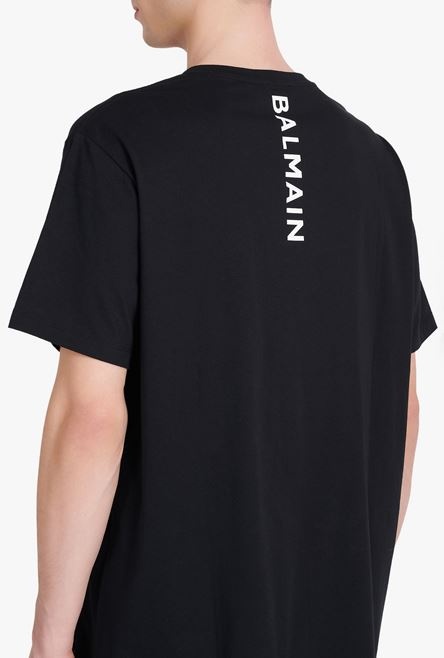 Oversized black eco-designed cotton T-shirt with white Balmain logo print - 6