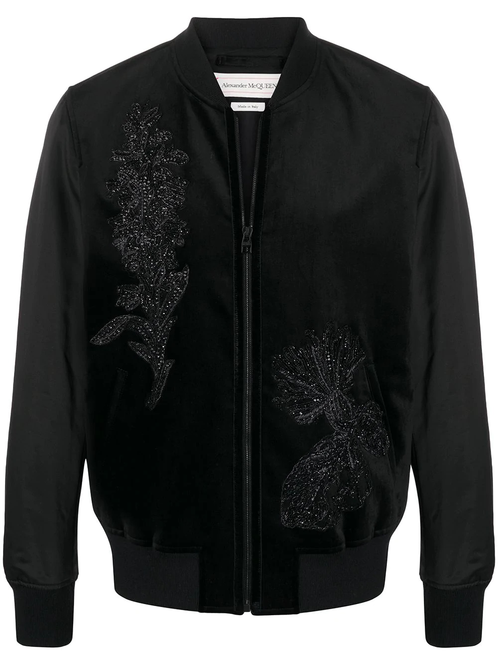 sequin-embellished floral bomber - 1