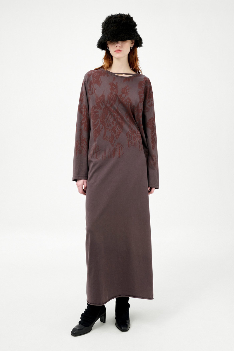 Our Legacy Covert Dress Tasty Raisin Lace Stencil outlook