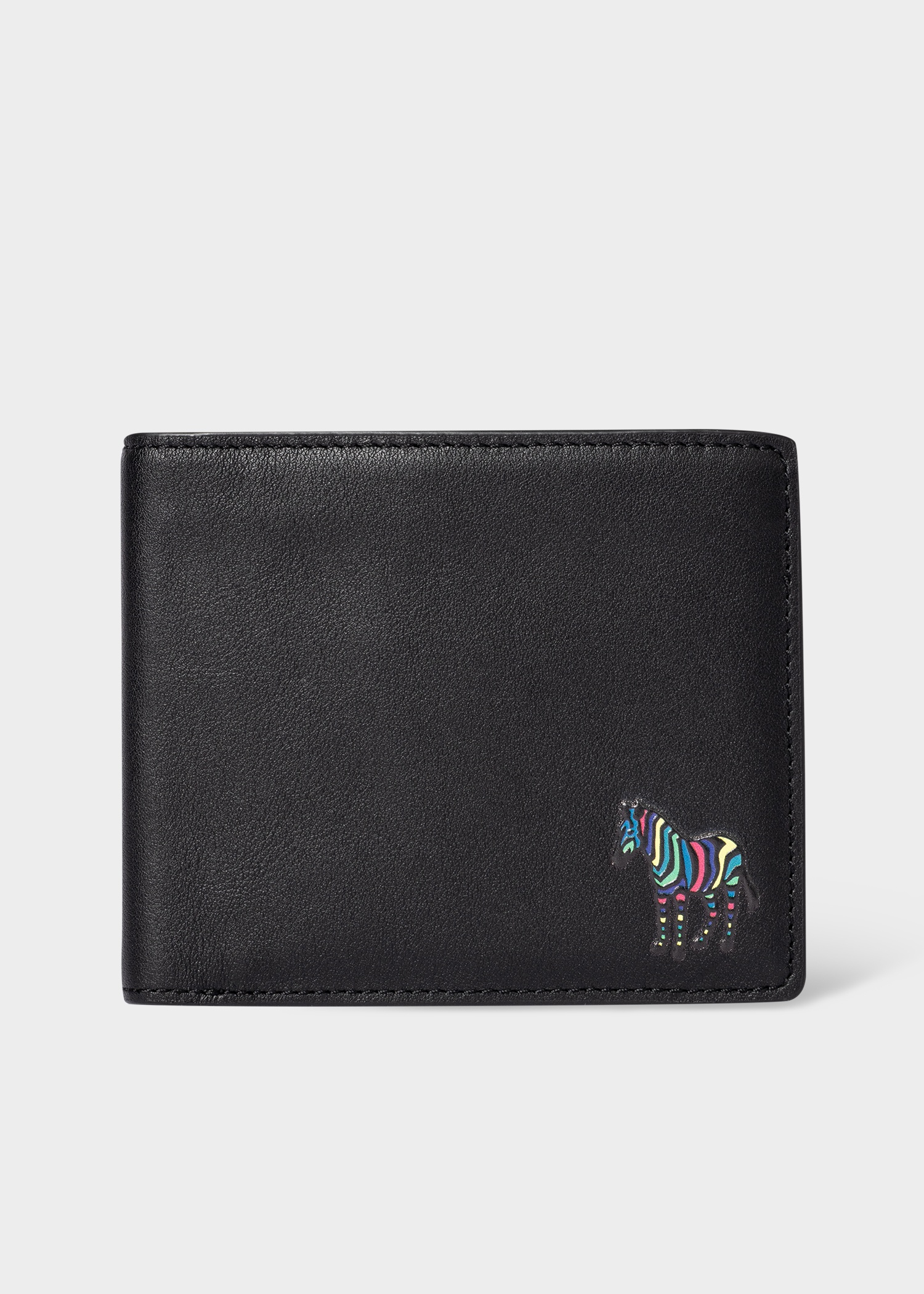 Black Leather Zebra Logo Billfold Wallet - 1