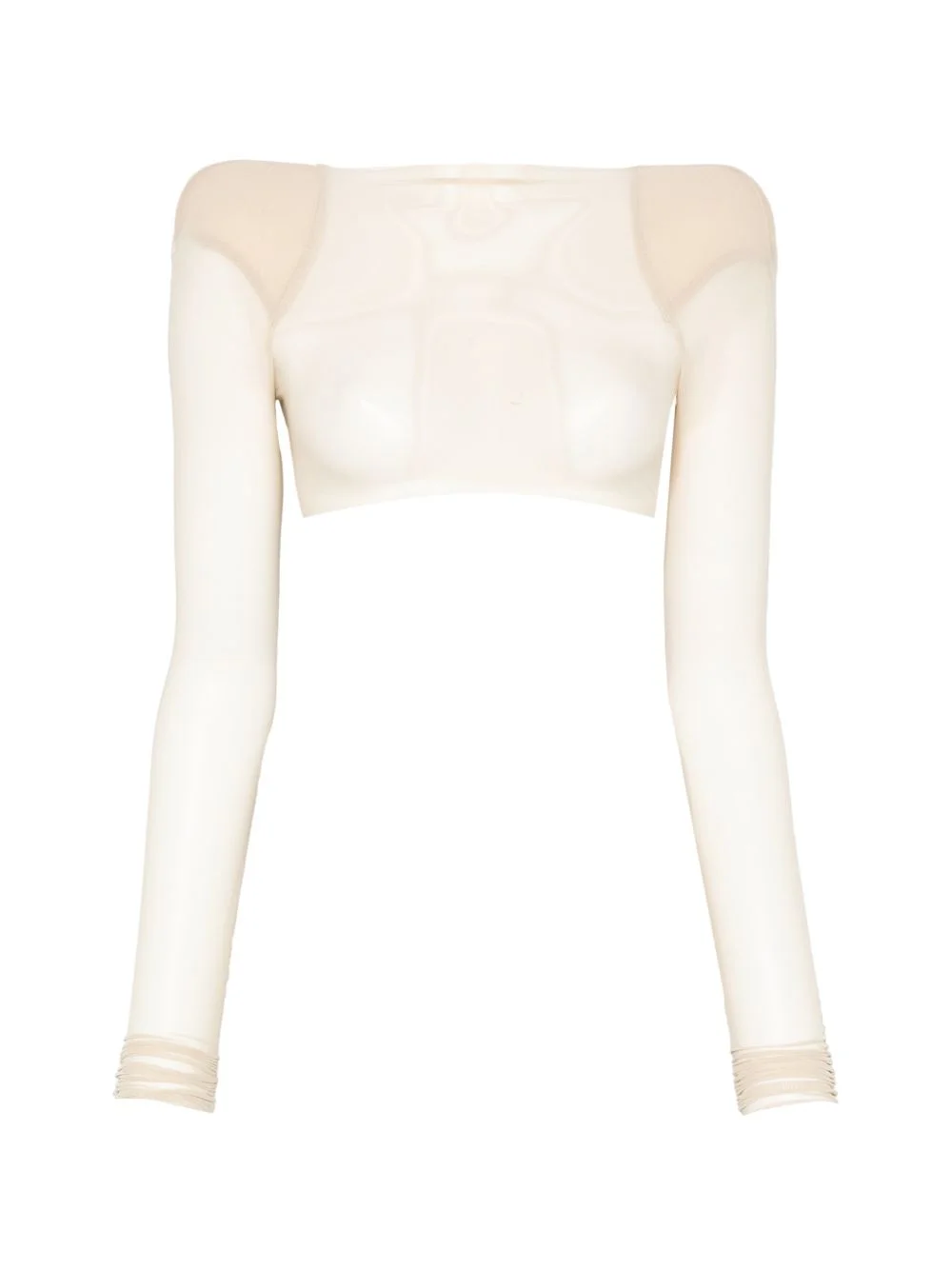 sheer structured-shoulder T-shirt - 1