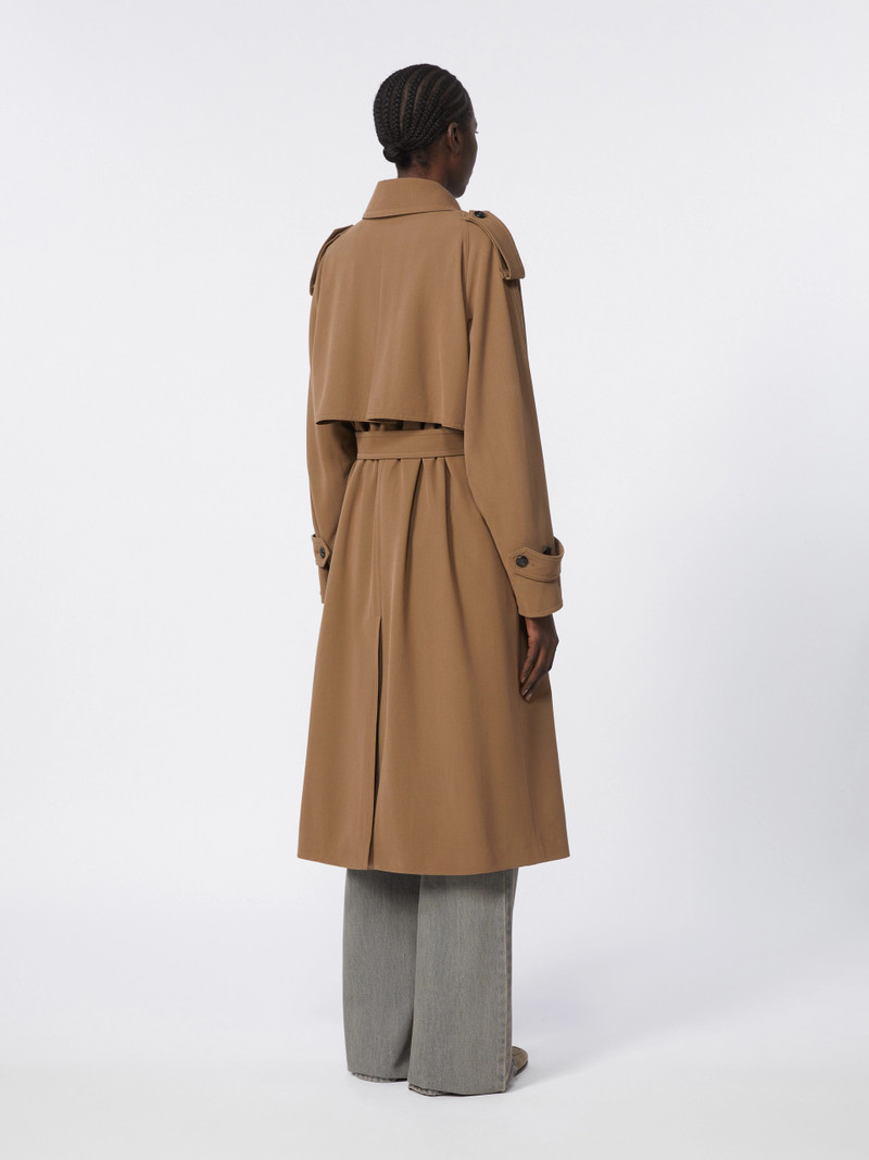 Water-repellent wool gabardine trench coat - BROWN 4