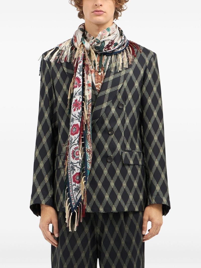 Pierre-Louis Mascia floral-pattern fringed-edges scarf outlook