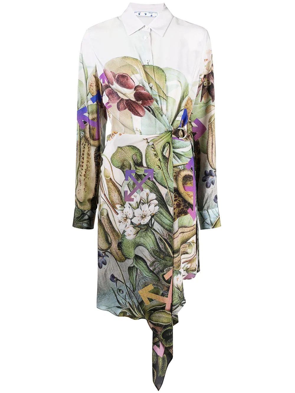 botanical-print shirt dress - 1