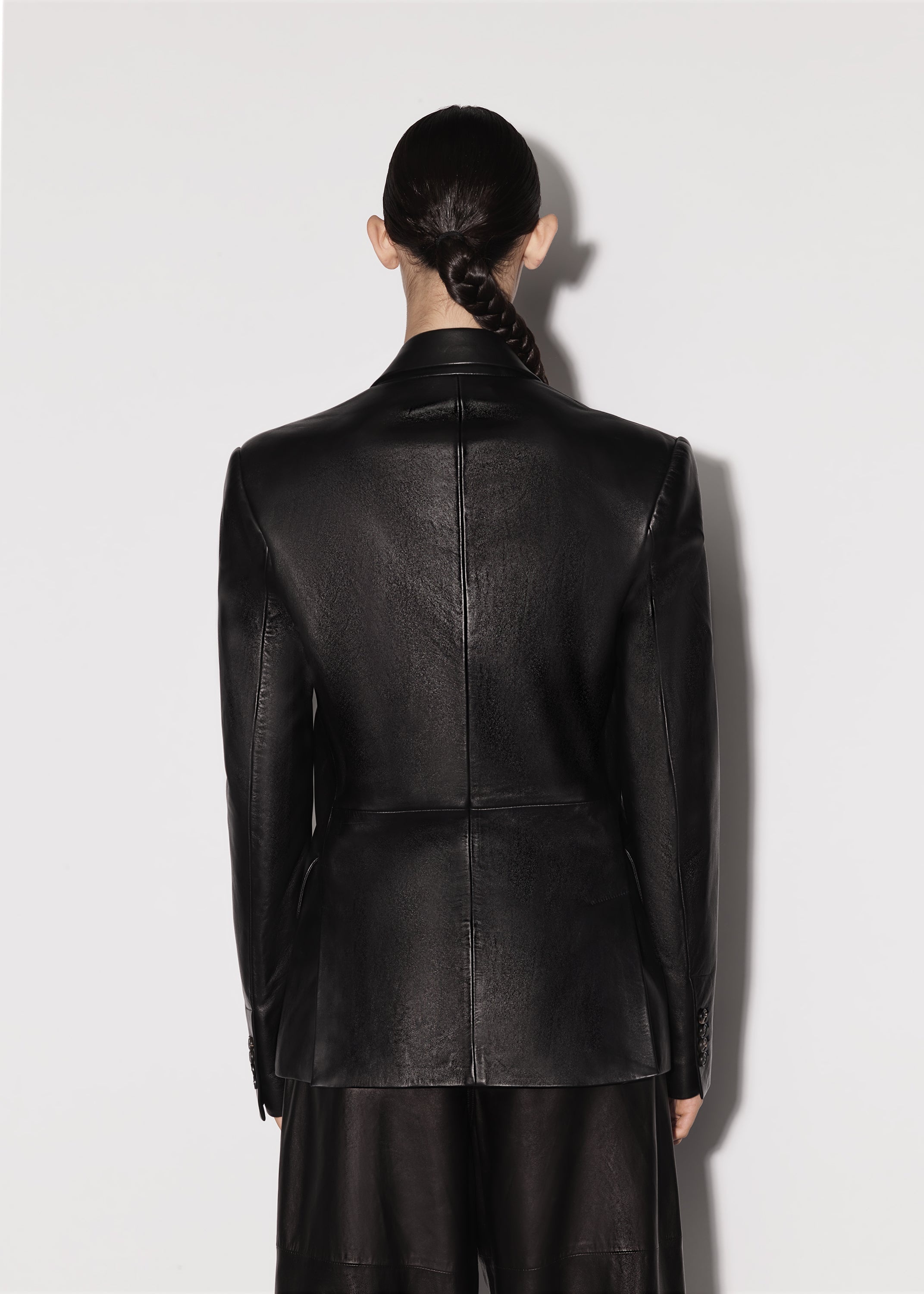 LEATHER OVERSIZED BLAZER - 5
