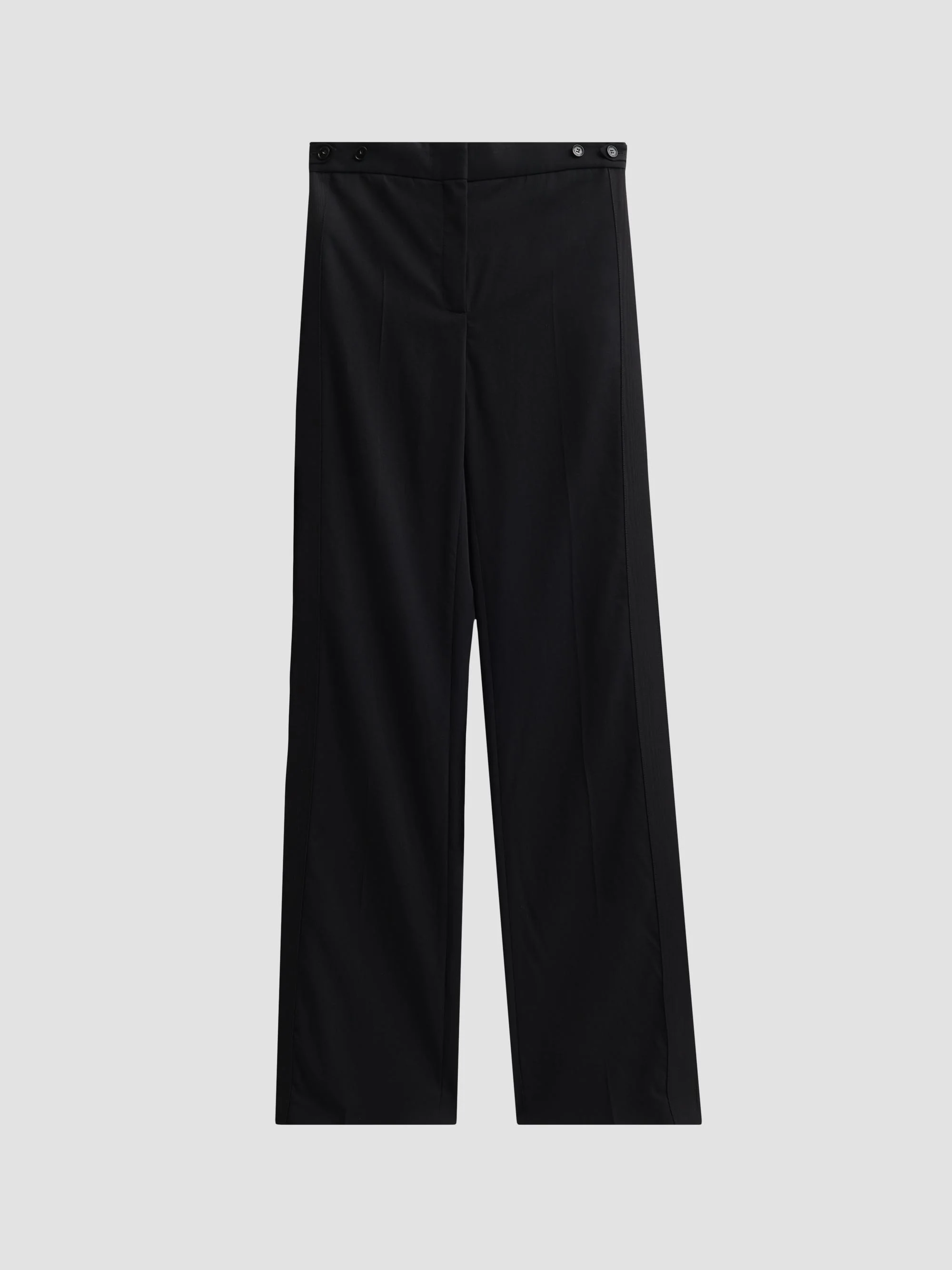 Women's Tuxedo Wool Slim Pants - Black - 1