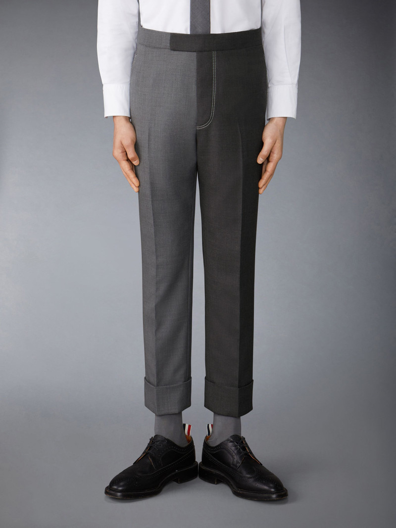 Funmix Twill Contrast Topstitching Classic Back Strap Trousers 1