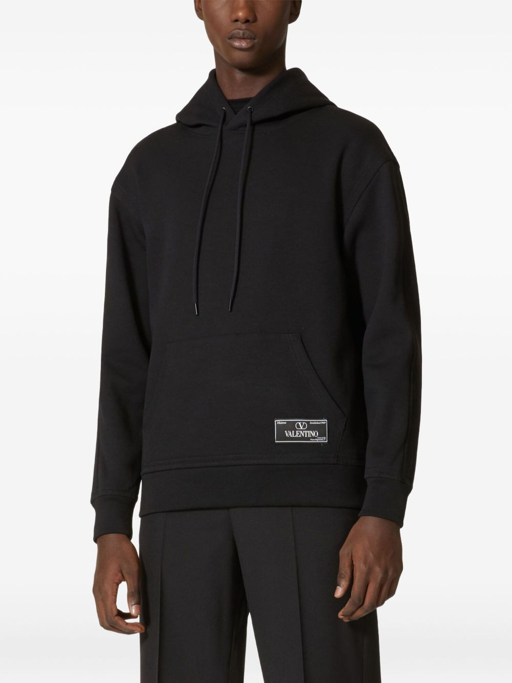 logo-patch technical cotton hoodie - 3