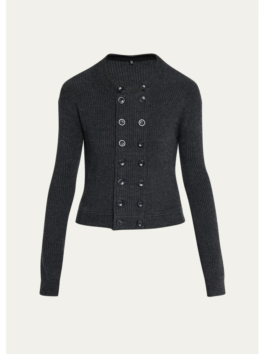 Double-Breasted Merino Wool Cardigan - 1