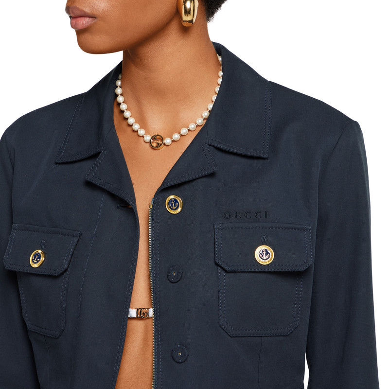 Cotton canvas jacket with embroidery 5